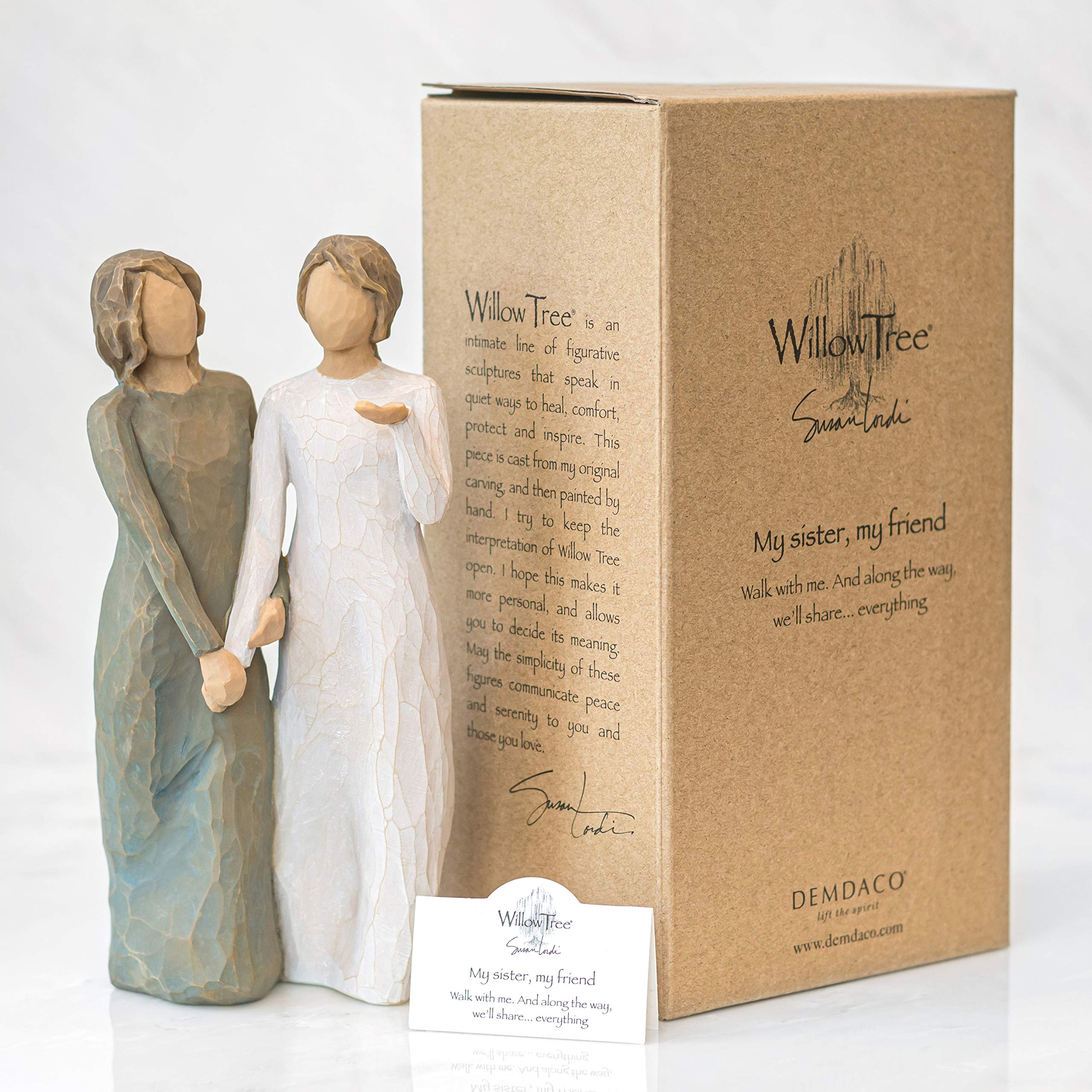 Willow Tree My Sister, My Friend, Walk with me. and Along The Way, We'll Share Everything, A Gift to Celebrate Supportive Friendships Among Women, Sisters, Co-Workers, Sculpted Hand-Painted Figure