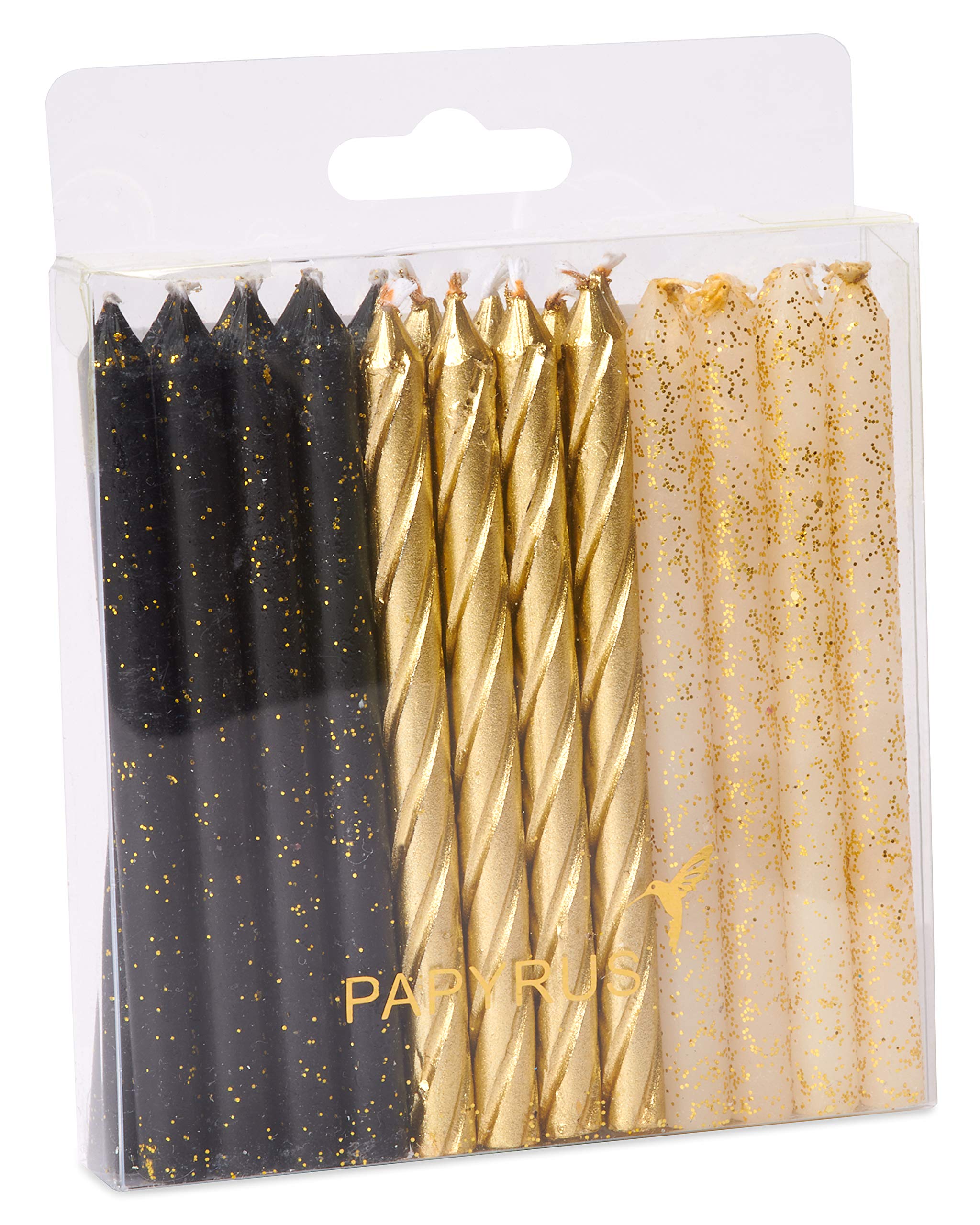 Papyrus Birthday Candles, Black, White, & Gold (24-Count)