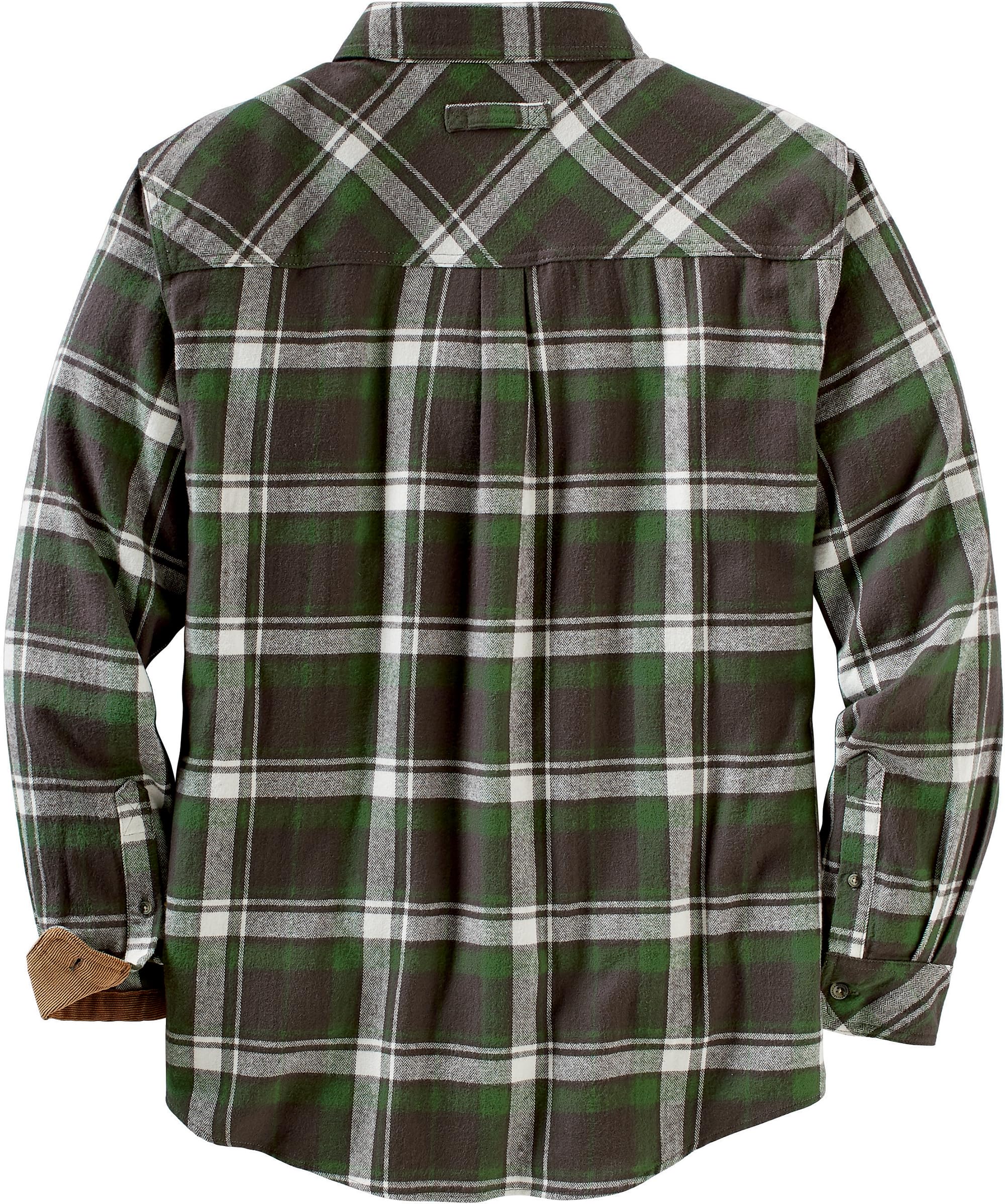 Legendary Whitetails Men's Standard Buck Camp Flannel, Long Sleeve Plaid Button Down Casual Shirt, Corduroy Cuffs, Mountain Charcoal, Large