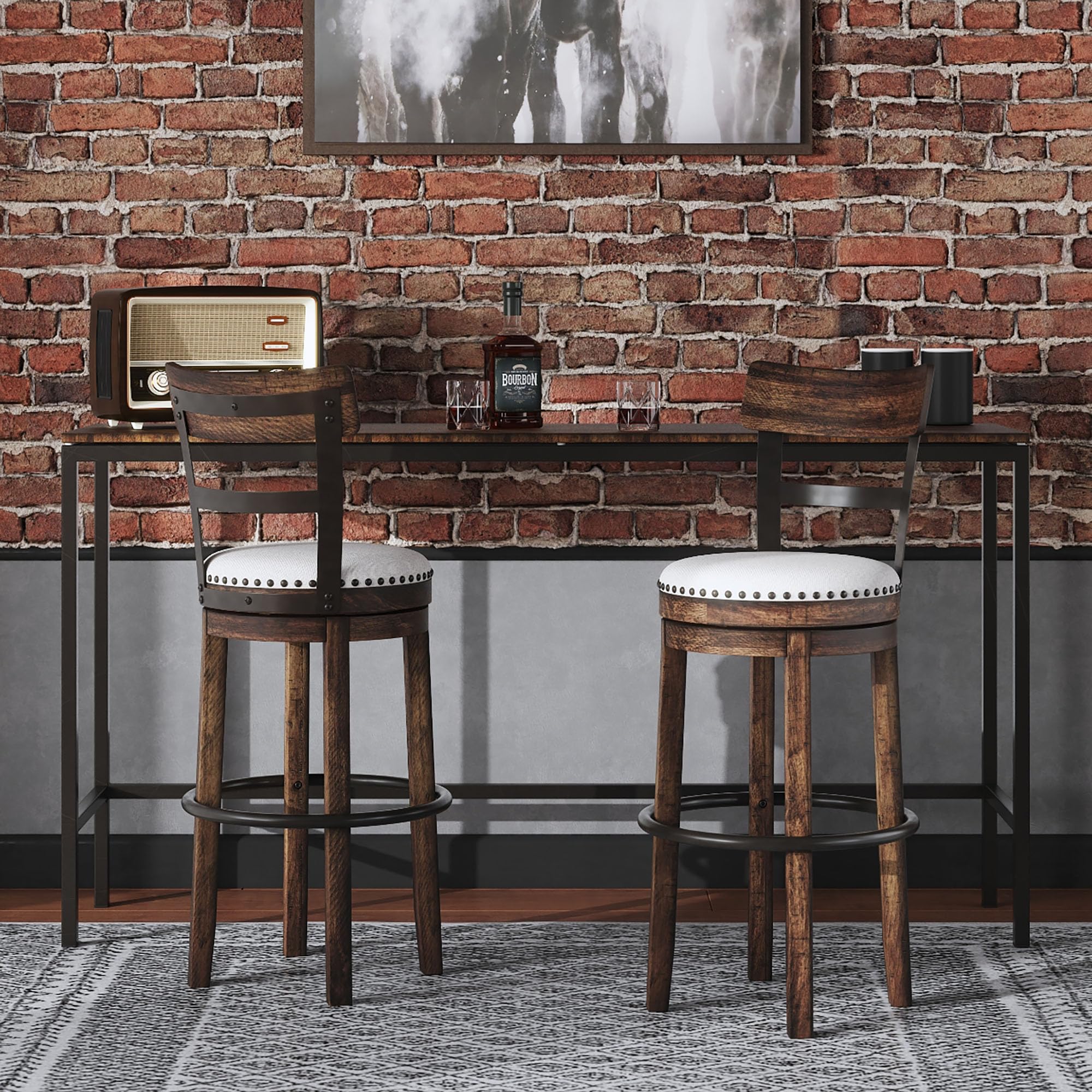 Signature Design by Ashley Valebeck 30" Farmhouse Pub Height Barstool, Brown