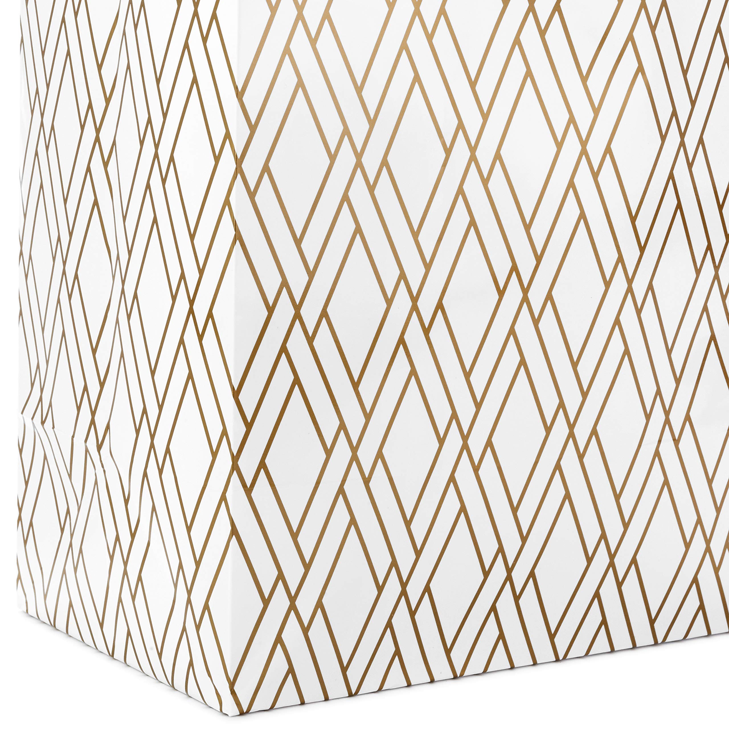 Hallmark Gold Gift Bag Assortment - Diamonds, Stripes, Dots (Pack of 6: 2 Medium 9", 2 Large 11", 2 Extra Large 14") for Birthdays, Mother's Day, Weddings, Bridal Showers, Anniversaries and More