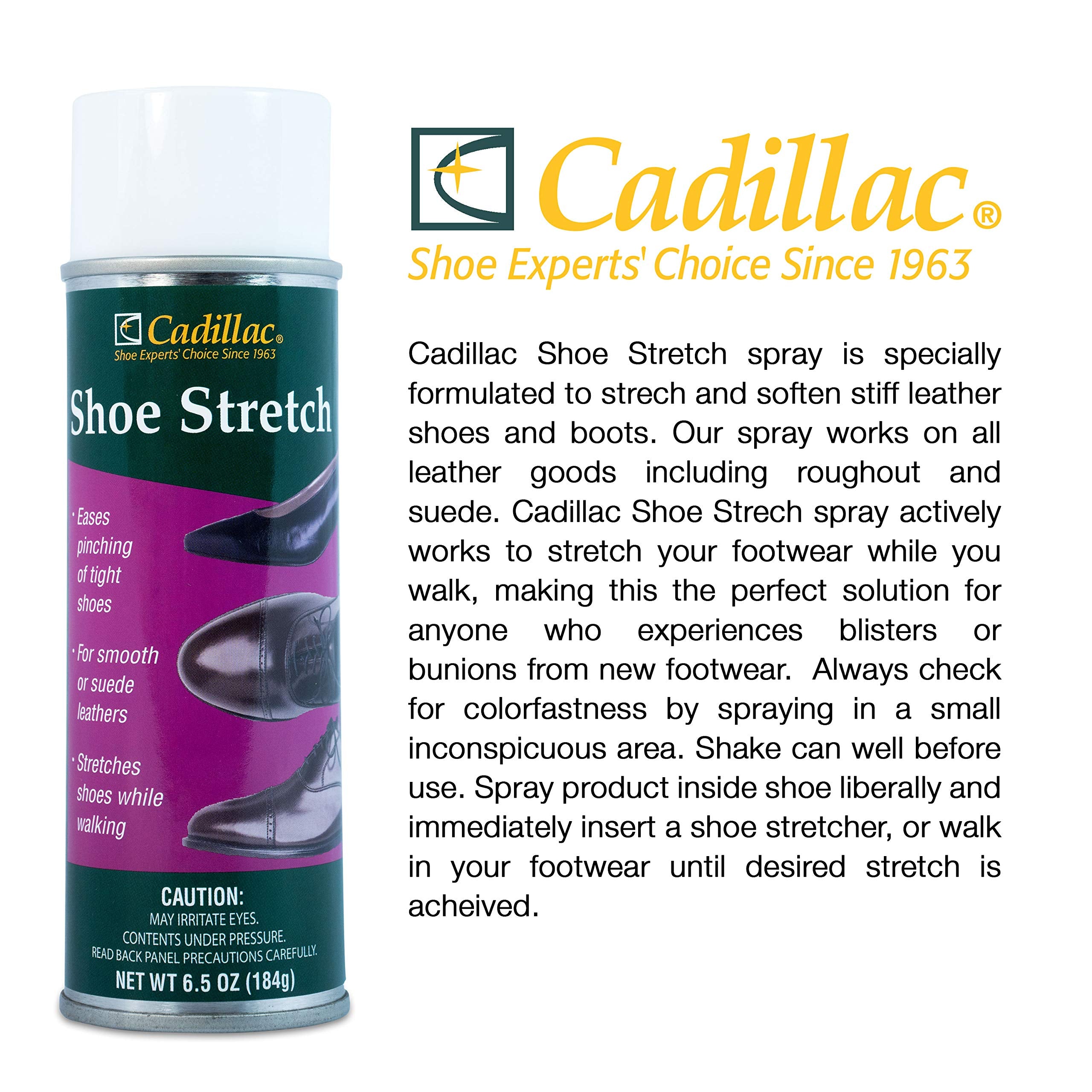 Cadillac Shoe Stretch Spray - Professional Boot & Shoe Stretcher & Softener for Women and Men | Stretch Leather, Suede, Nubuck and Other Footwear for Wide Feet