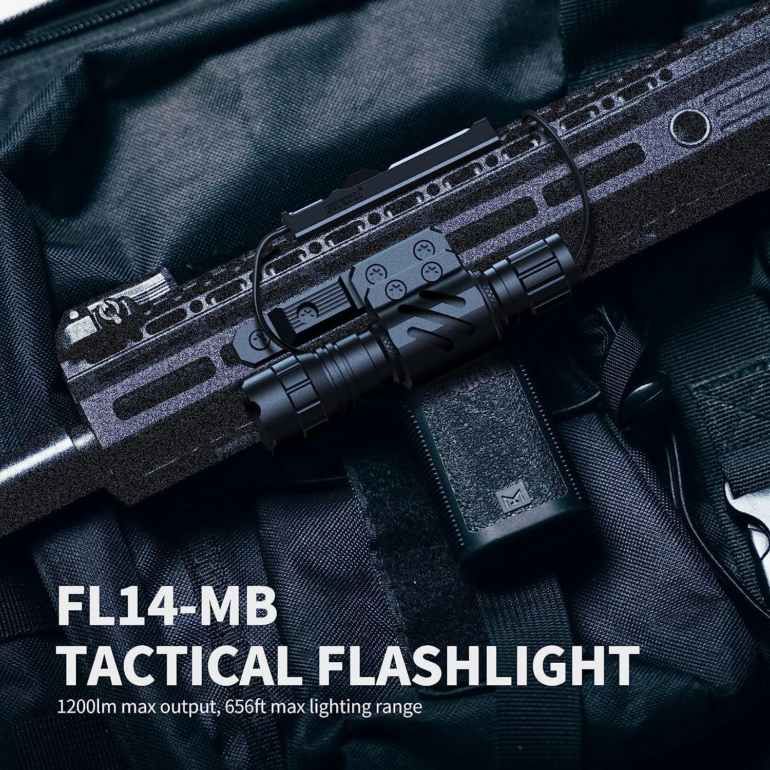 Feyachi Tactical Flashlight 1200 Lumens LED Weapon Light with Mlok Mount and Pressure Switch 200m Illumination Range Rifle Light Matte Black