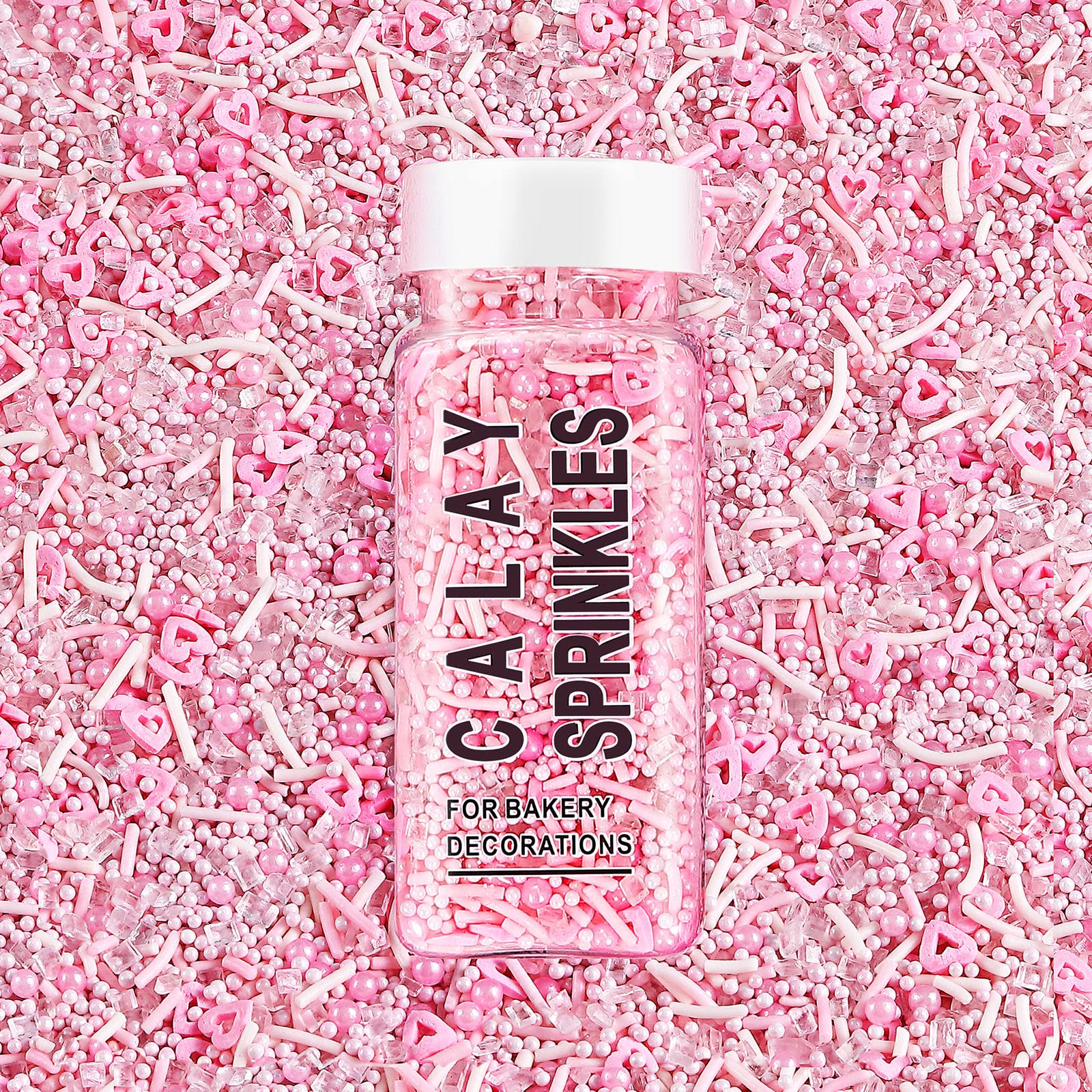 Pink Sprinkles, Edible Sprinkles, Valentine's Day Sprinkles, Cupcake Sprinkles, Cookie Sprinkles, Ice Cream Sprinkles, pink jimmies, 95g / 3.35oz, Suitable for Various Holiday Themed Cake Decorations.