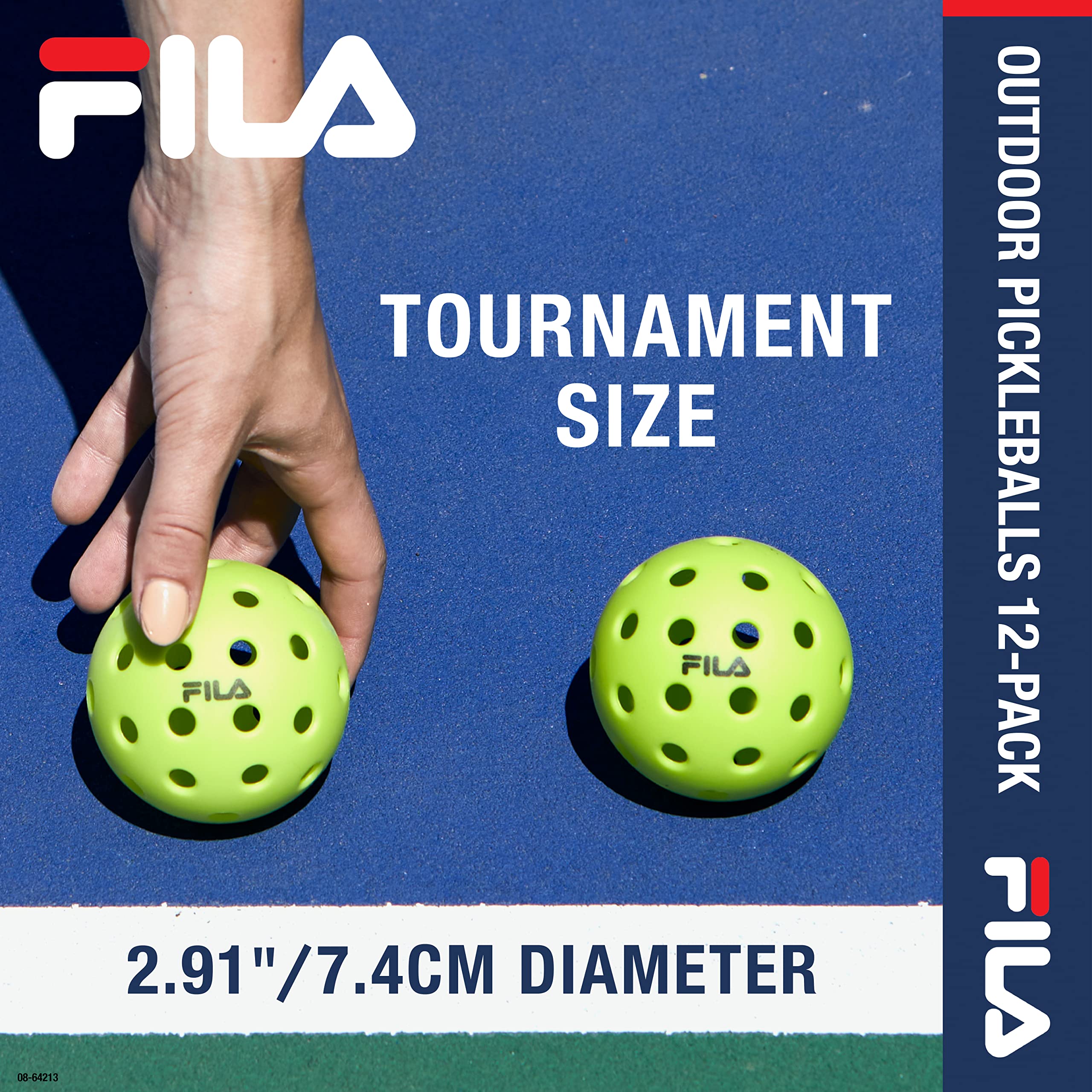 FILA Accessories Outdoor Pickleball Balls - Pickleball Set, Regulation Size Outdoor Pickleballs with 40 Holes (Lime Green), Pack of 12