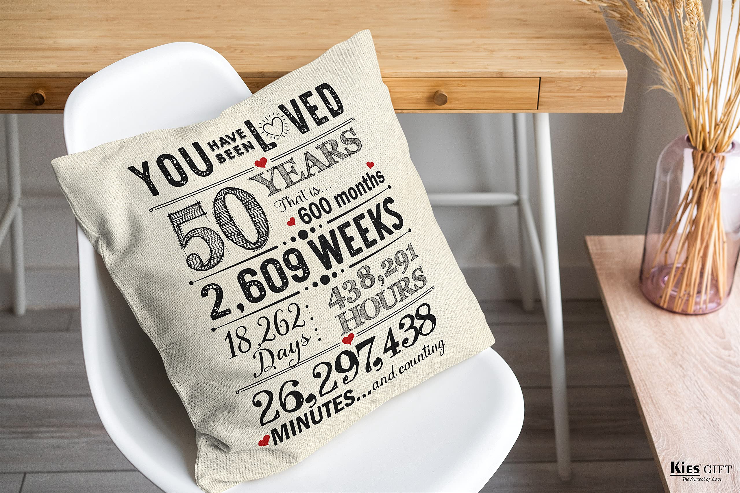 Kies Home® (Double-Sided) 50th Reserved 2-Pockets Birthday Gifts Ideas Pillow Covers 18x18 50th Birthday Gifts Men Women Gifts Birthday Decoration Mum Birthday Gifts Grandad Gifts 45x45 Pillow Cover