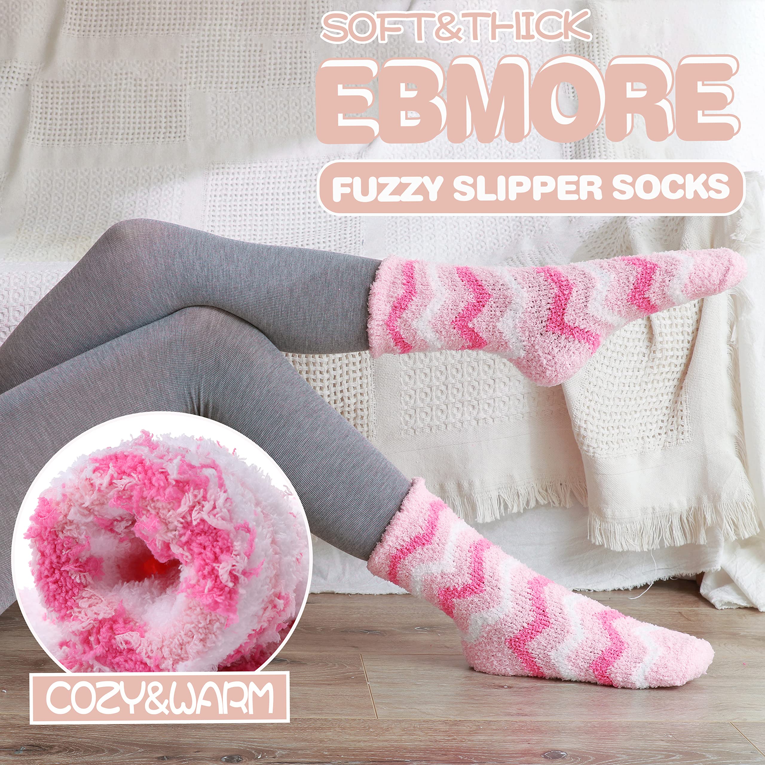 EBMORE Fuzzy Socks for Women, Fluffy Cozy Comfy Soft Cabin Plush Warm Winter Sleep Home Slipper Socks, Christmas Gifts, Valentines Day Gifts for Her, Women Who Have Everything, Stocking Stuffers