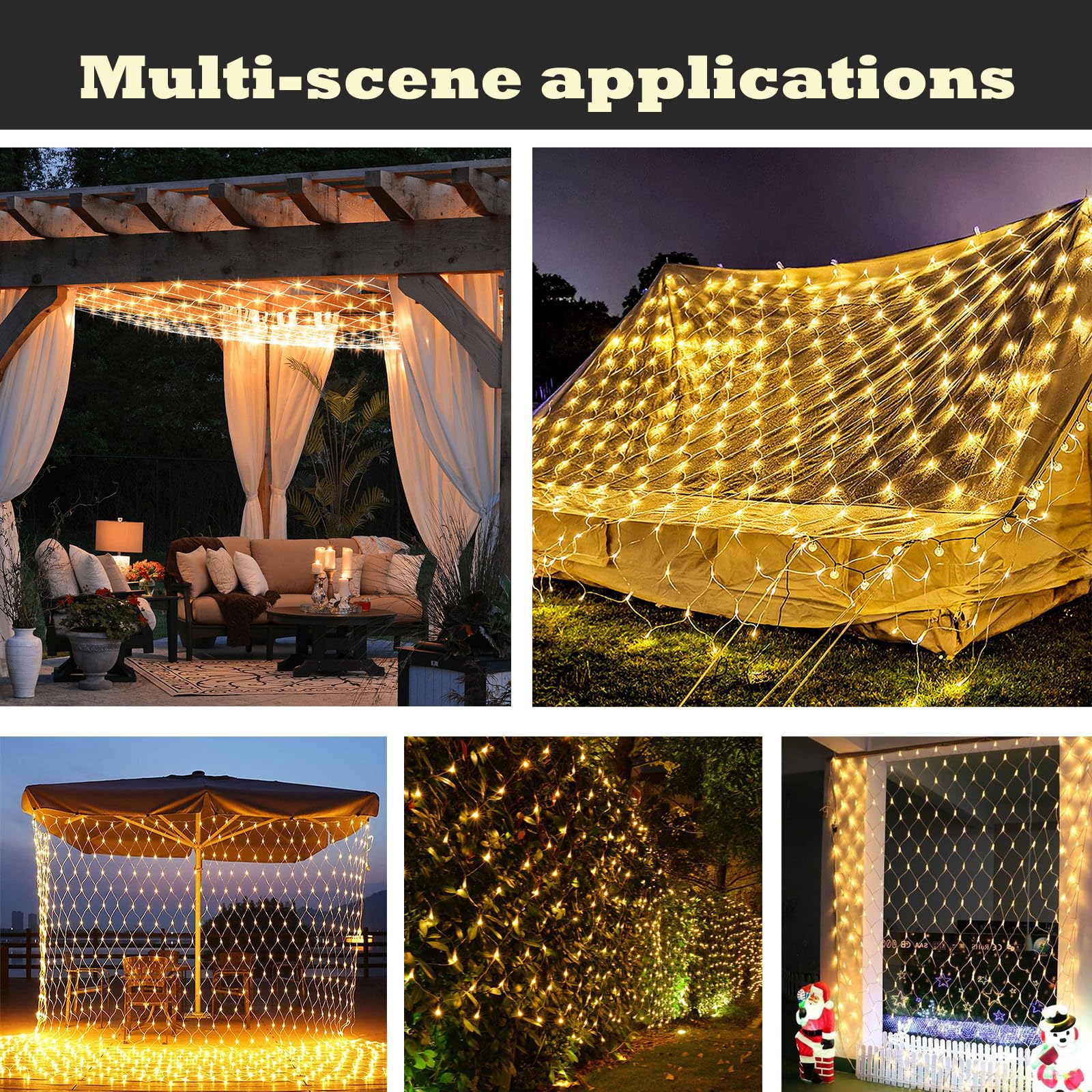 Eueasy Net Lights Outdoor, 270 LED Gazebo Net Lights, 10×10 FT Connectable Fairy Lights with 8 Lighting Modes, LED Net Lights for Bushes, Garden, Backyard, Holiday, Christmas