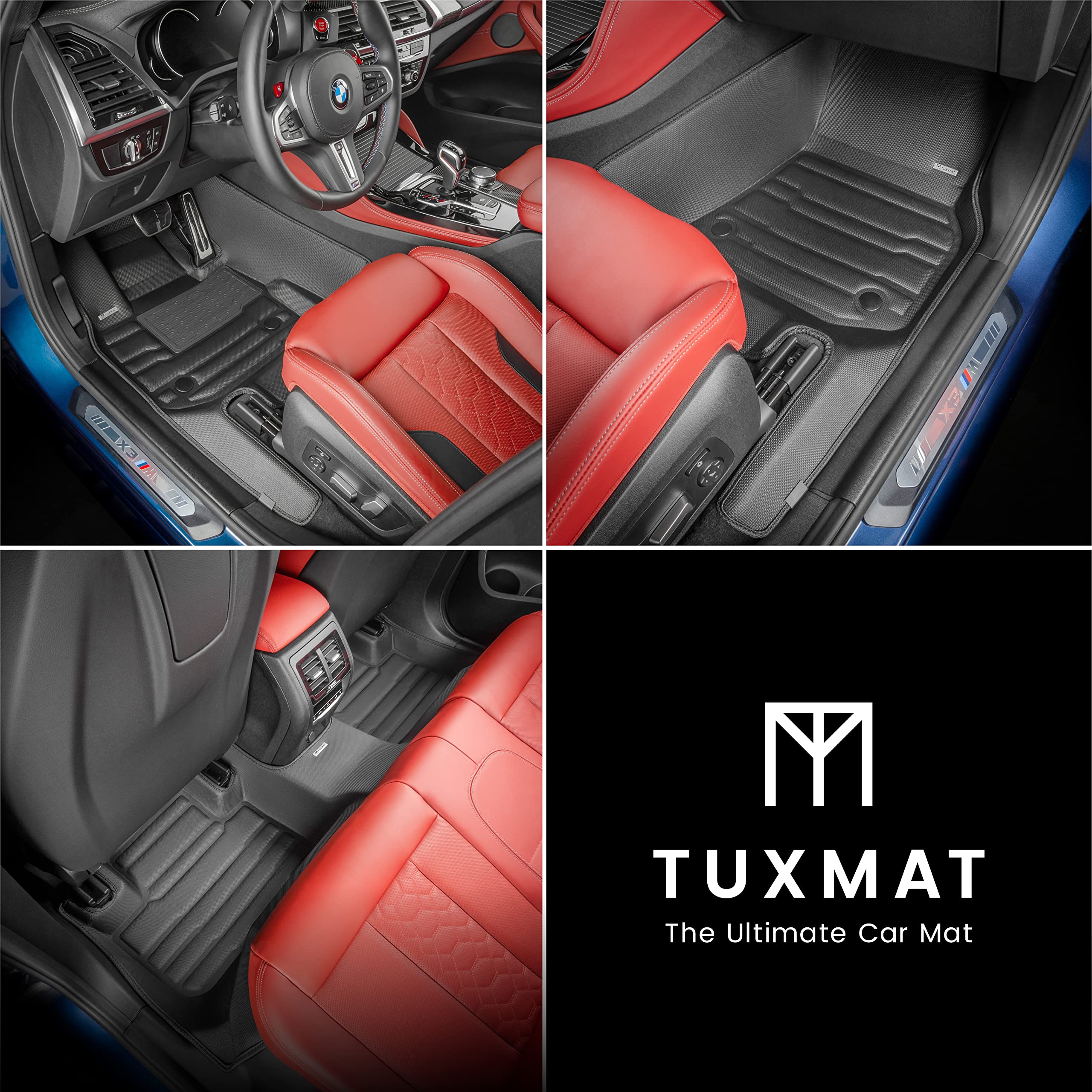 TuxMat - for BMW X3 2018-2024 Models - Custom Car Mats - Maximum Coverage, All Weather, Laser Measured - This Full Set includes 1st and 2nd Rows