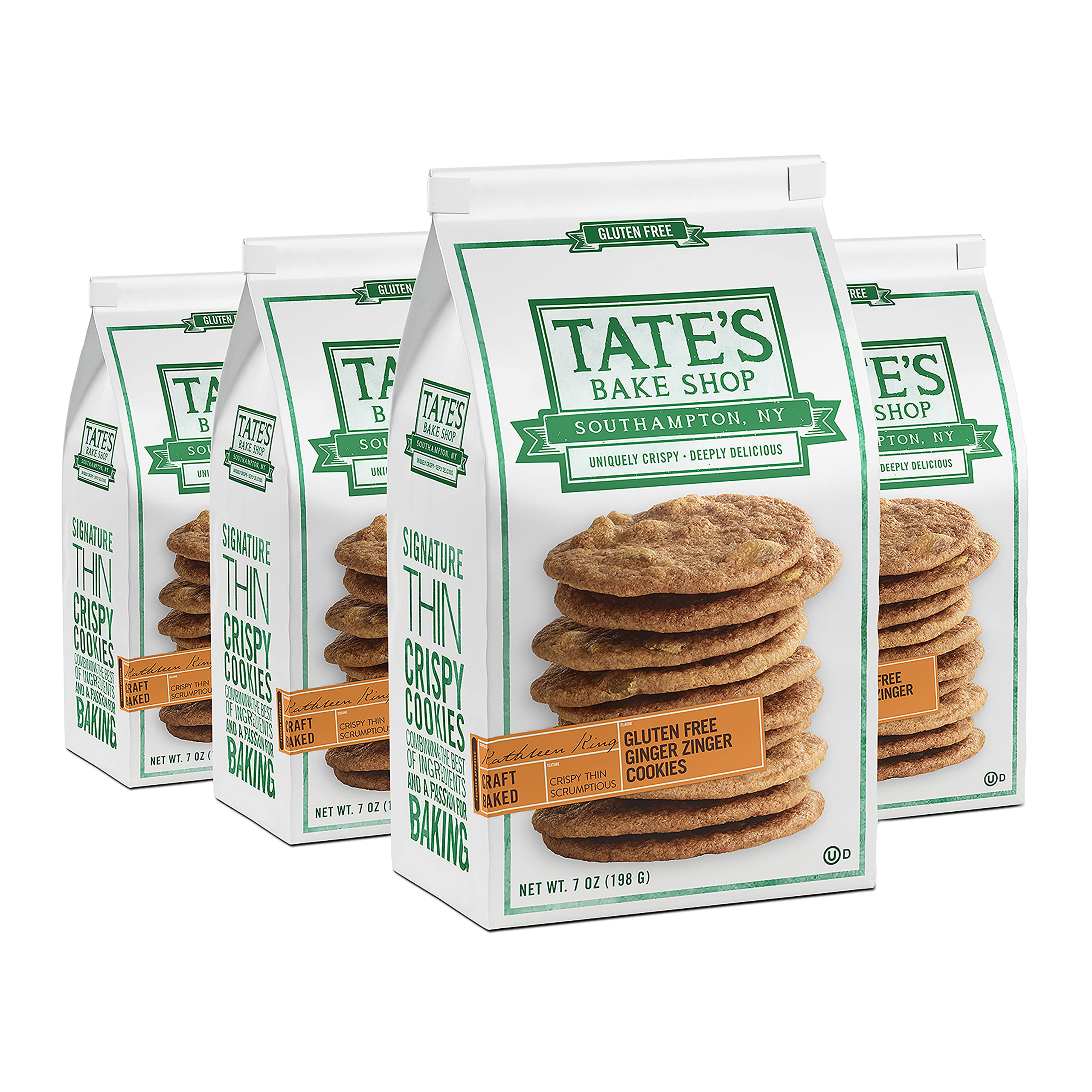 Tate's Bake Shop Gluten Free Ginger Zinger Cookies, 4 - 7 oz Bags