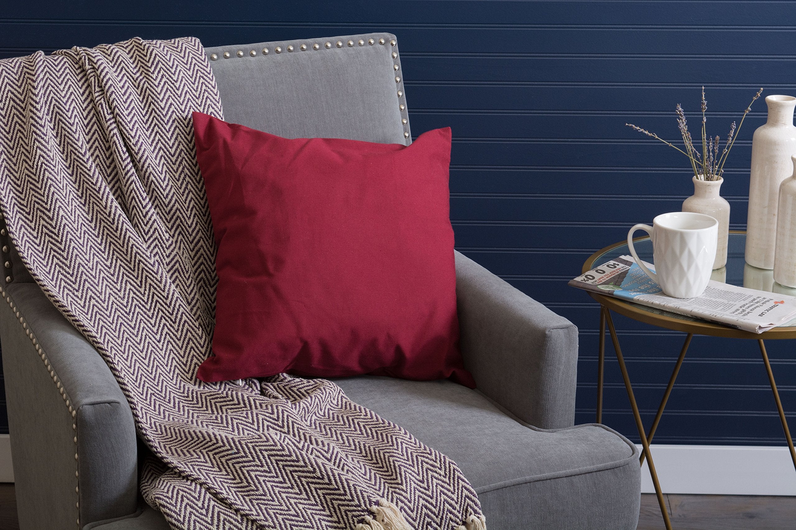 DII Chevron Throw Collection Handloomed Cotton, 50x60, Eggplant