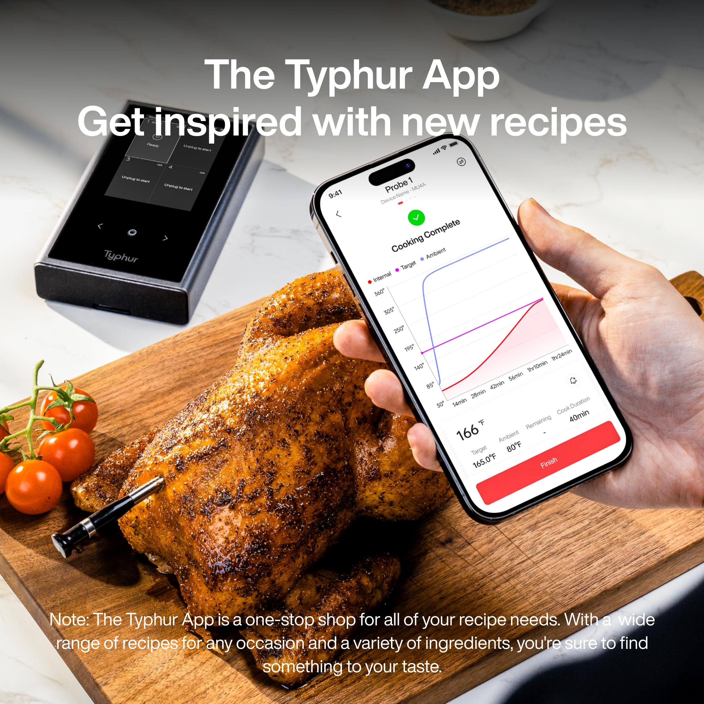 Typhur Sync Wireless Meat Thermometer Quad | 4 Probes | 6 Sensors | LCD Display | WiFi and Bluetooth 5.3 | Improved Stability and Range | IPX8 Waterproof | for BBQ, Grill, Smoker, Oven, Kitchen