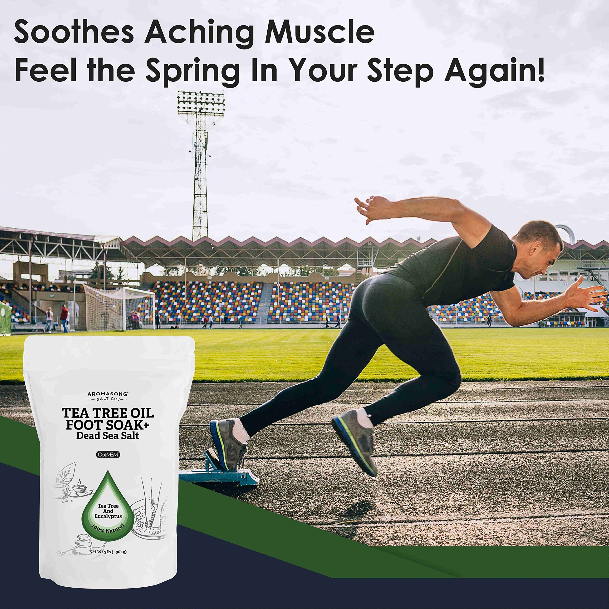 Aromasong Tea Tree Foot Soak with Magnesium Flakes and Dead Sea Foot Soaking Salts - Pedicure Tea Tree oil foot Soak for Dry Cracked Feet-Athlete's Callus Remover- Eliminates Odor- Packaging may vary