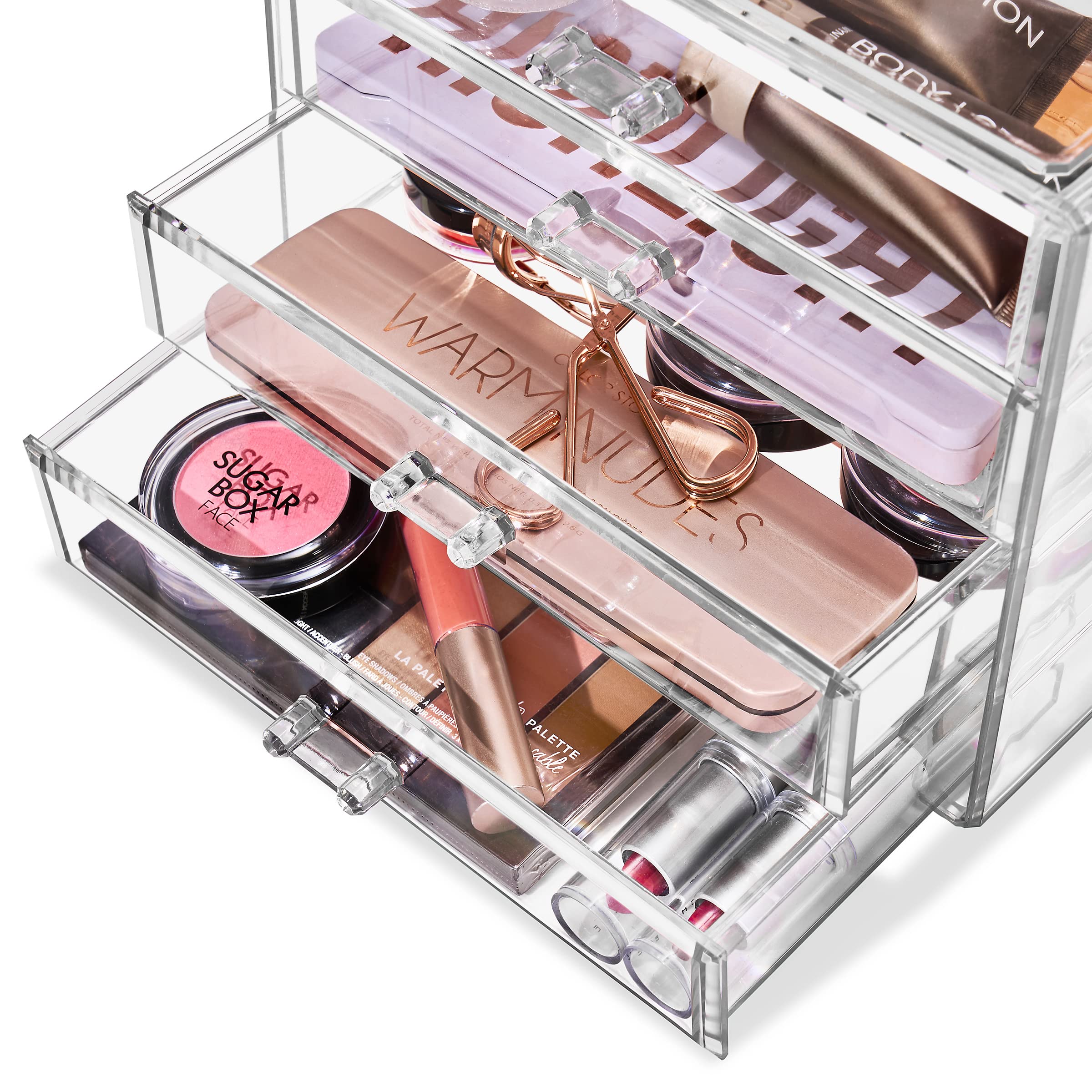 Sorbus Makeup Organizer - 4 Drawer Acrylic Make Up Organizers and Storage for Cosmetics, Jewelry, Beauty Supplies, Clear Makeup Organizer for Vanity, Girl's Room, College Dorm, Counter, Bathroom-Sinks