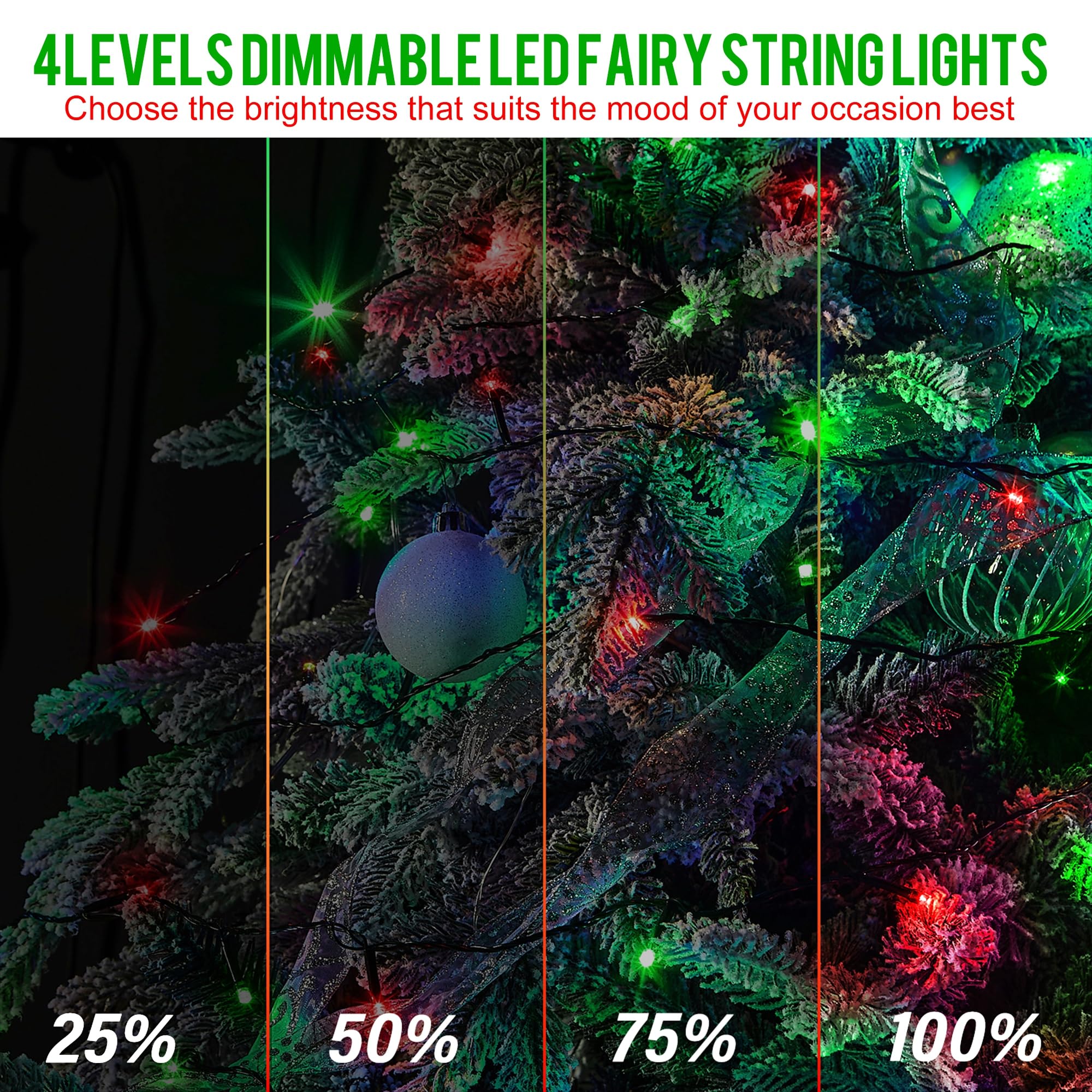 weillsnow 328 FT 1000 LED Christmas String Lights with Remote & Timer, 8 Lighting Modes Twinkle Lights, Waterproof Fairy Lights for Outdoor Bedroom Backyard Tree Wall Christmas Decoration (Red&Green)