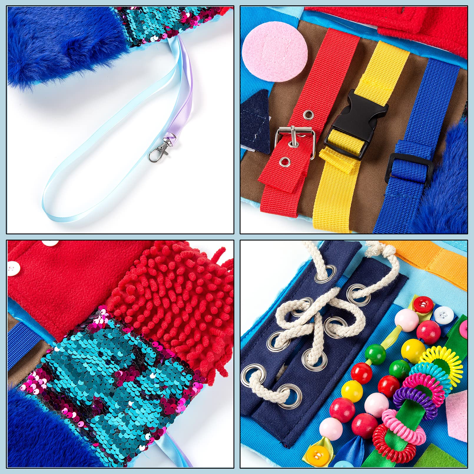 Fidget Blanket for Elderly with Dementia & Alzheimer's, Sensory Activities Mat Anxiety Relief Toys, Portable Lap Pad for Memory Loss, Autism ADHD Calming Gifts, 18-in-1 Busy Board, Mother's Day Gift