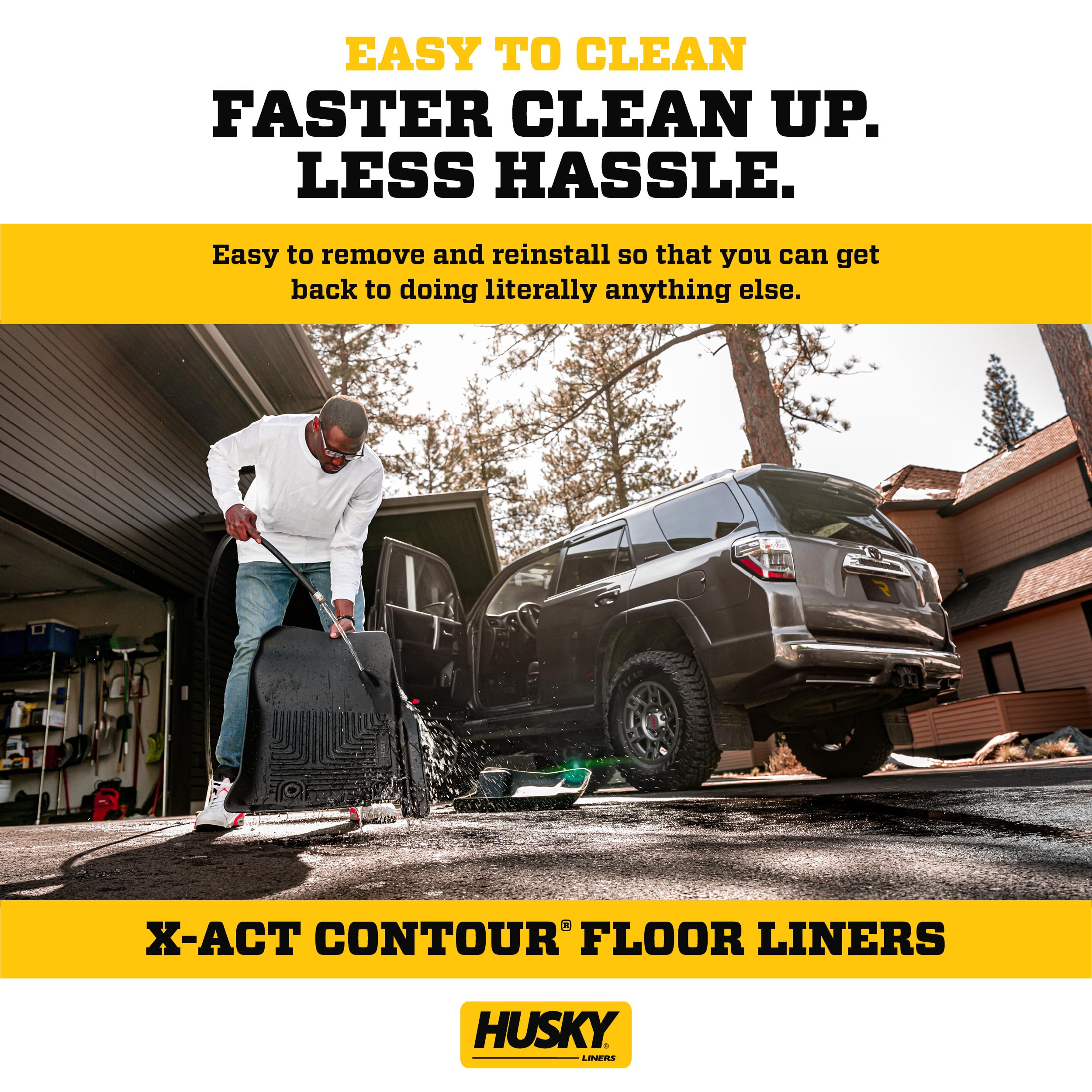 Husky Liners X-act Contour Floor Mats | Fits 2017 - 2024 Ford F-250/F-350/F-450 SD SuperCrew & SuperCab | Front Row, 2-pc Black - 52731