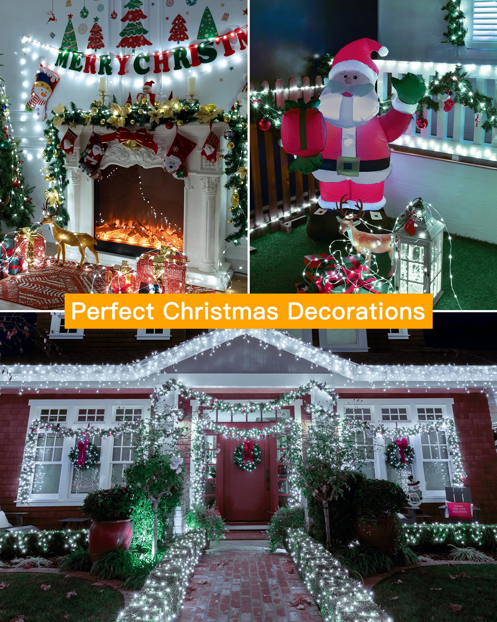 shineshine Christmas Lights 1000 LED 328 FT, IP67 Waterproof White Christmas Lights with Remote 8 Modes and Timer Memory Function, Outdoor Christmas Lights Holiday Decorations