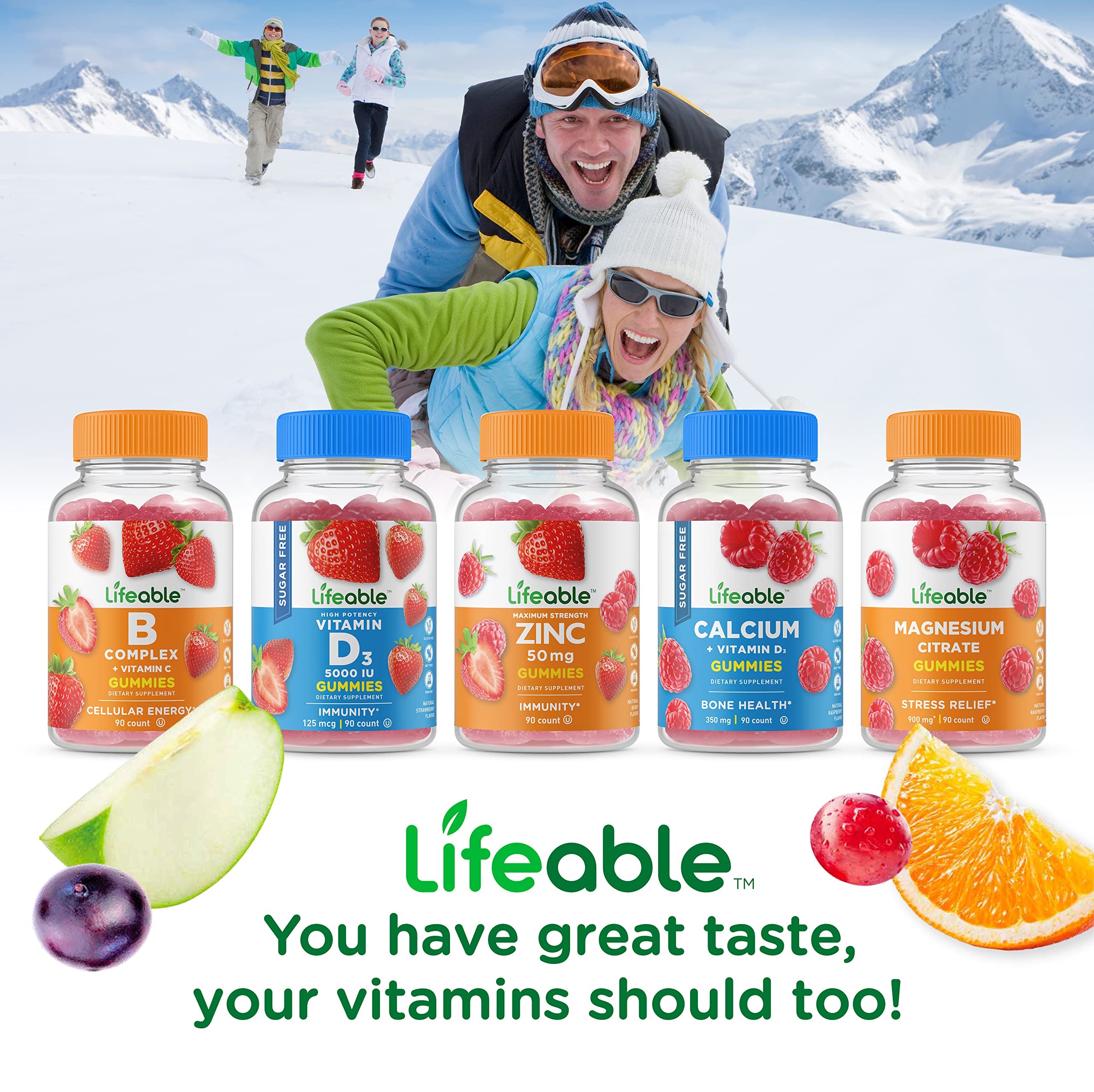 Lifeable Vitamin C - Great Tasting Natural Flavor Gummy Supplement - Vegetarian GMO-Free Chewable Vitamins - for Immune Support - 90 Gummies (750 mg)