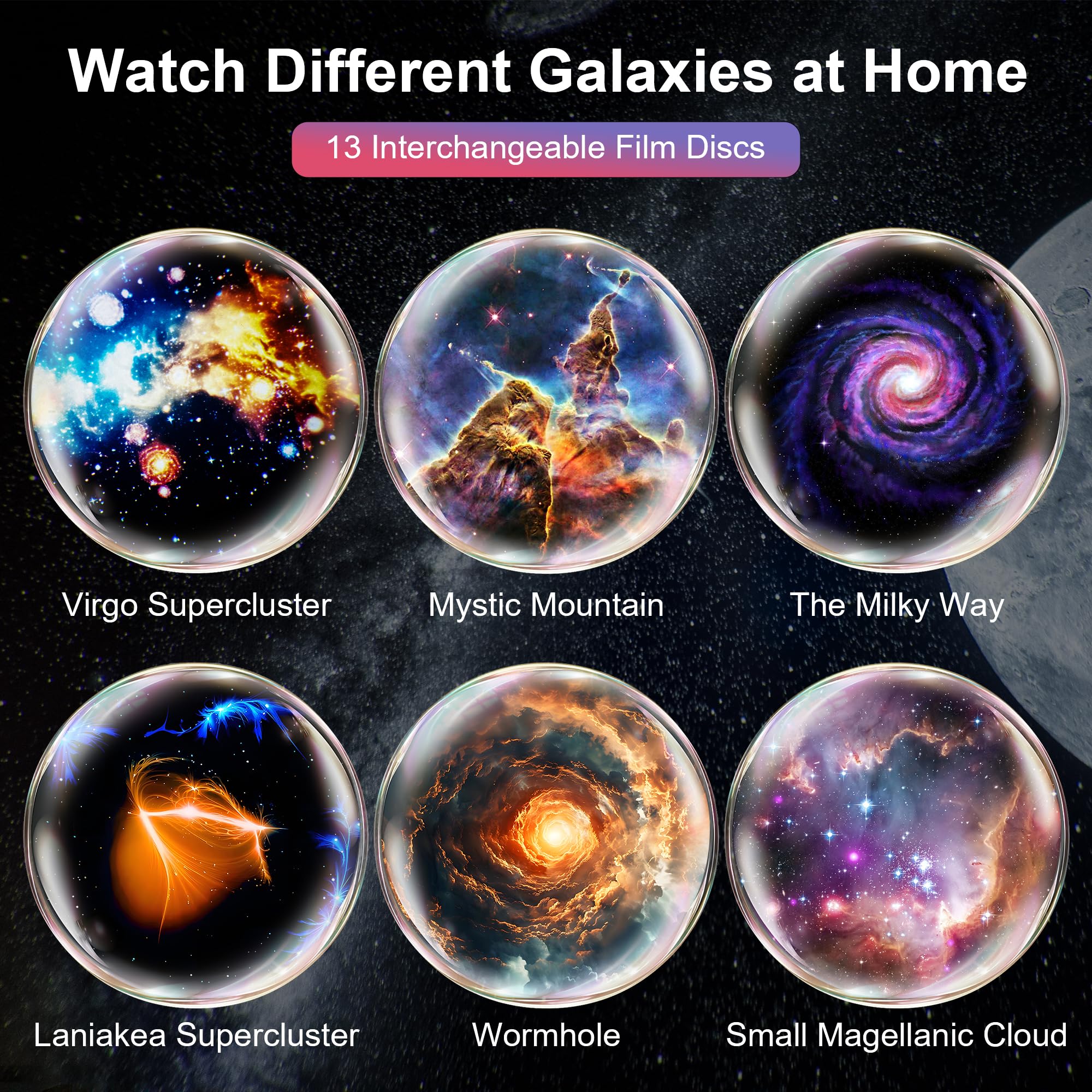 Planetarium Projector for Bedroom, 13 in 1 Star Projector Galaxy Light, Nebula Night Light Milky Way Projector with Timer, LED Space Galaxy Lamp Room Decor for Adults Kids - White