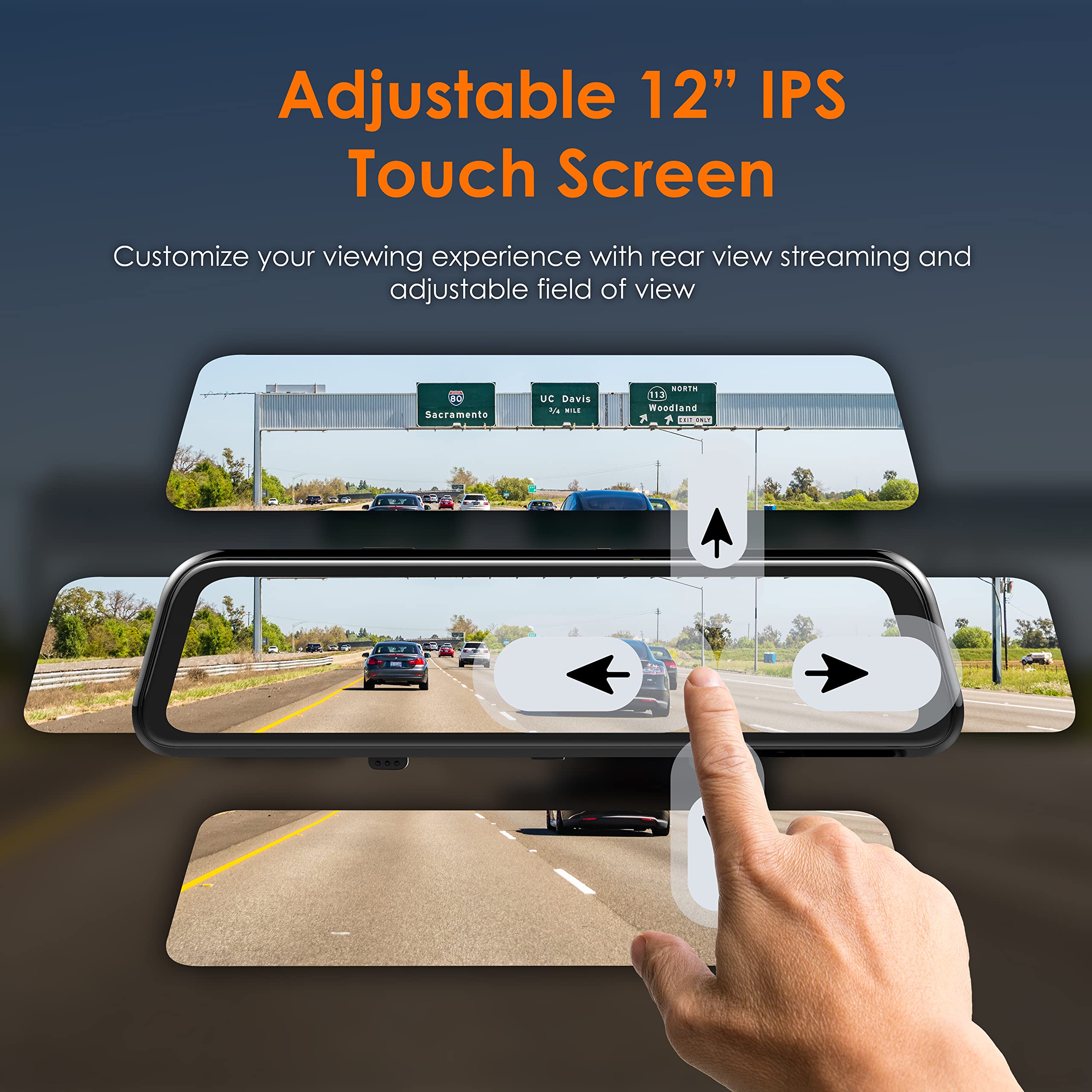 RexingUSA M2 MAX - 2-Channel Mirror Dash Cam w/ 12” IPS Touch Screen, 4K + 1080p, Wi-Fi, GPS, ADAS,Loop Recording, Backup Camera, Parking Mode, Collision Detection