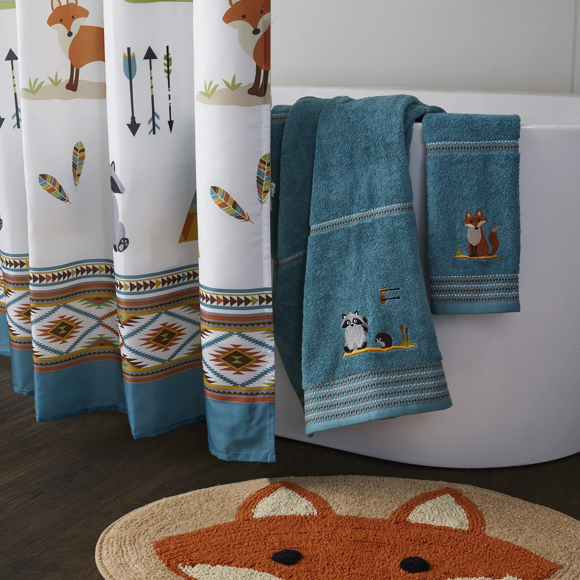 SKL Home by Saturday Knight Ltd. Forest Animals Shower Curtain, Multi Color 70.00" x 72.00"