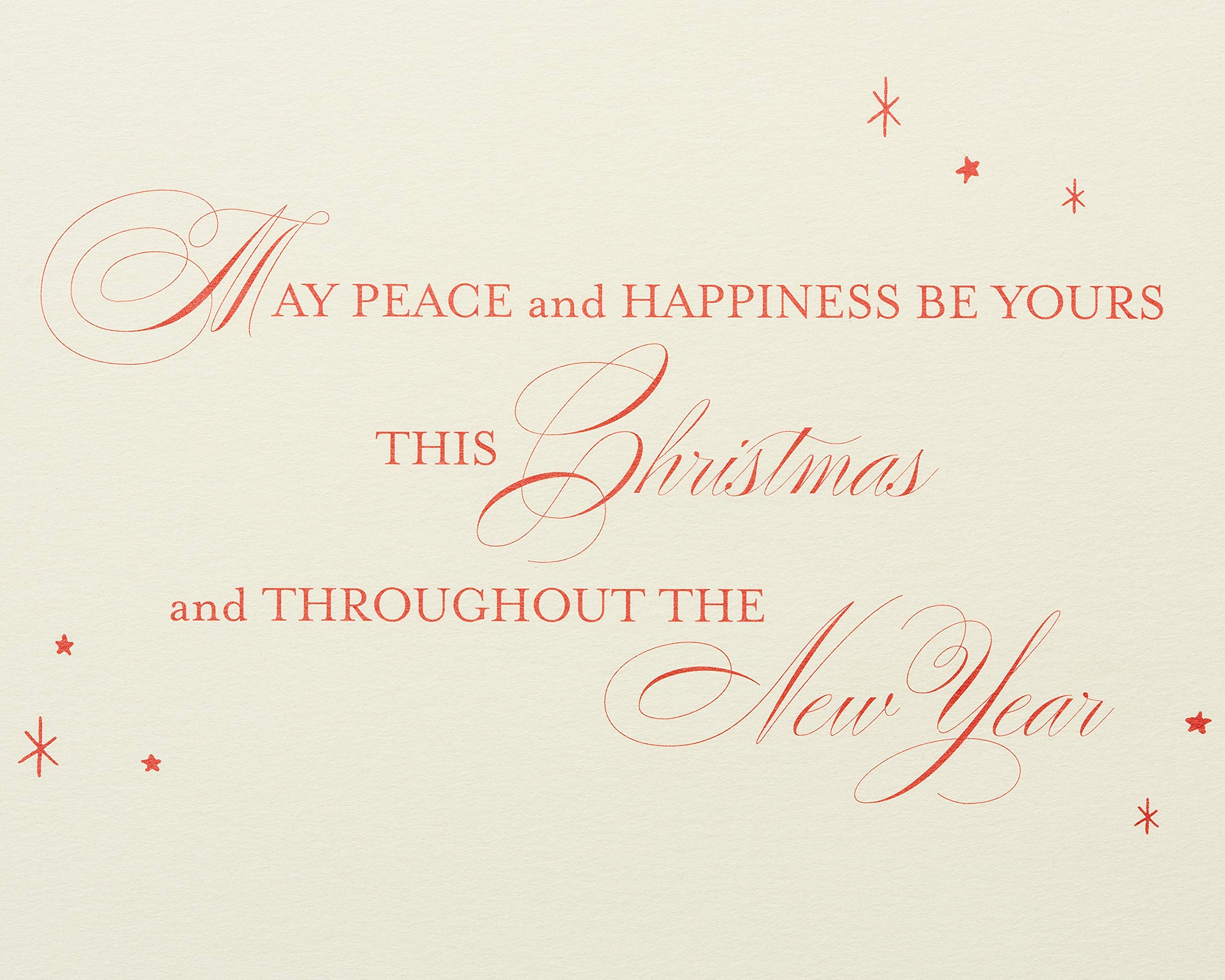 Papyrus Christmas Cards Boxed with Envelopes, Peace and Happiness, Christmas Tree (12-Count)