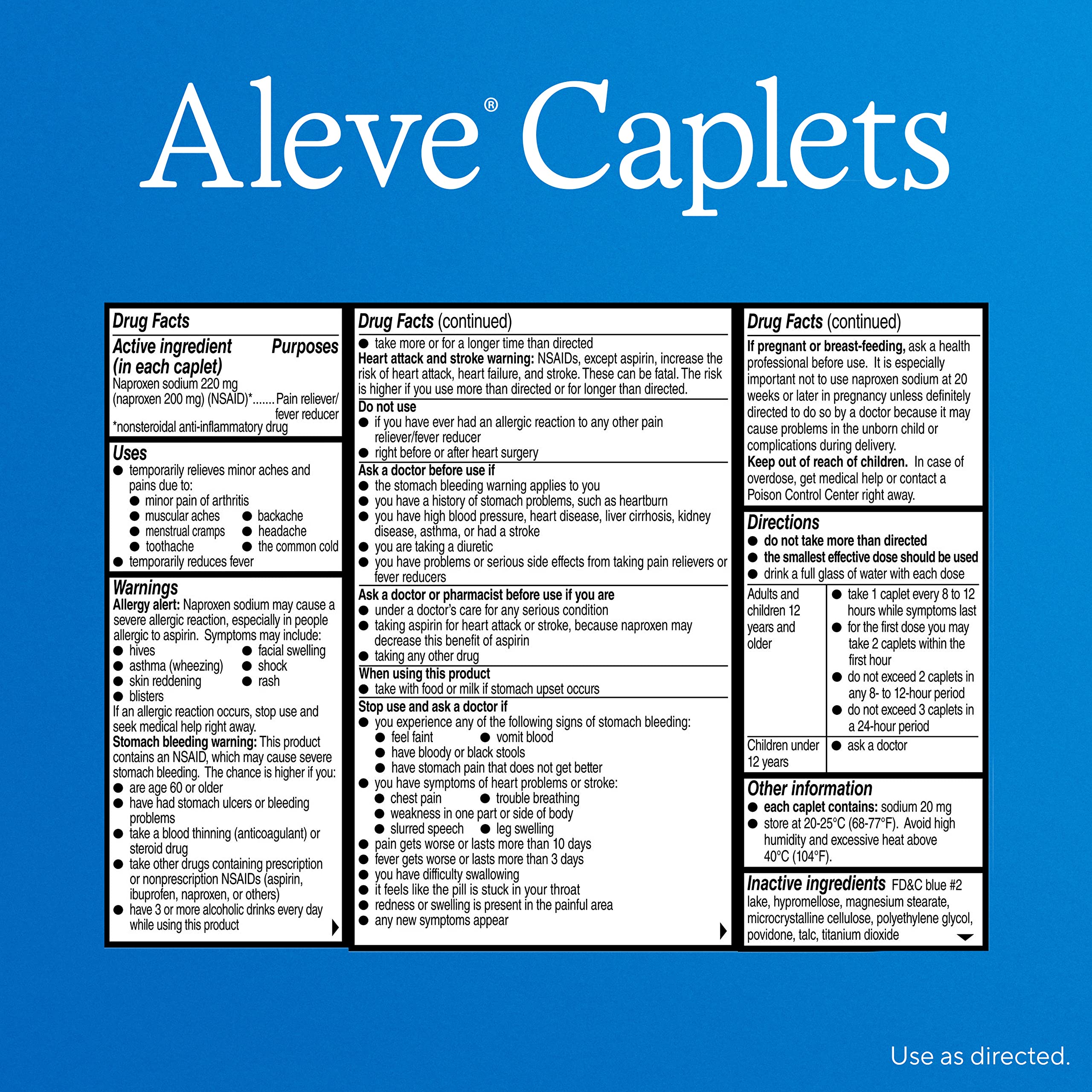 Aleve Pain Relief Naproxen Sodium Caplets ‐ 50 Count