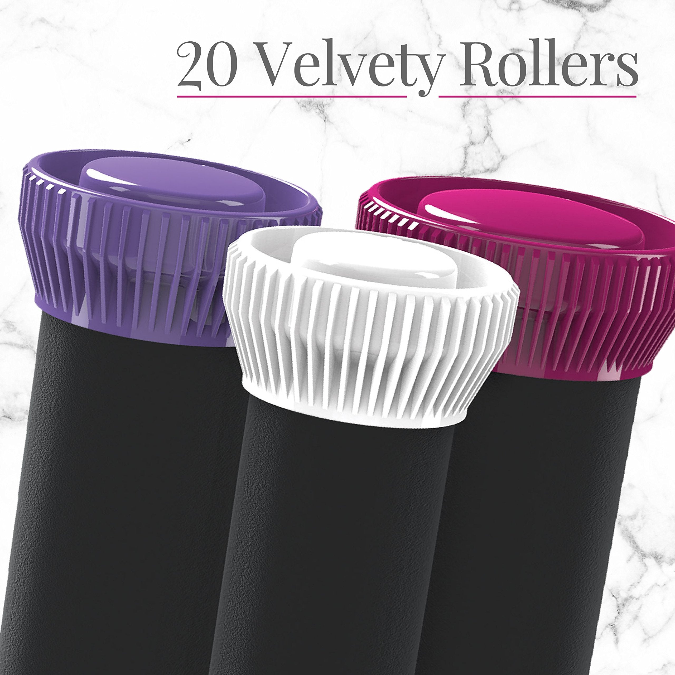 Remington Ionic Conditioning Hair Setter, 20 Velvet Hair Rollers, 6 Large (1¼”), 10 Medium (1"), 4 Small (¾”), Blowout Style Hair Curlers