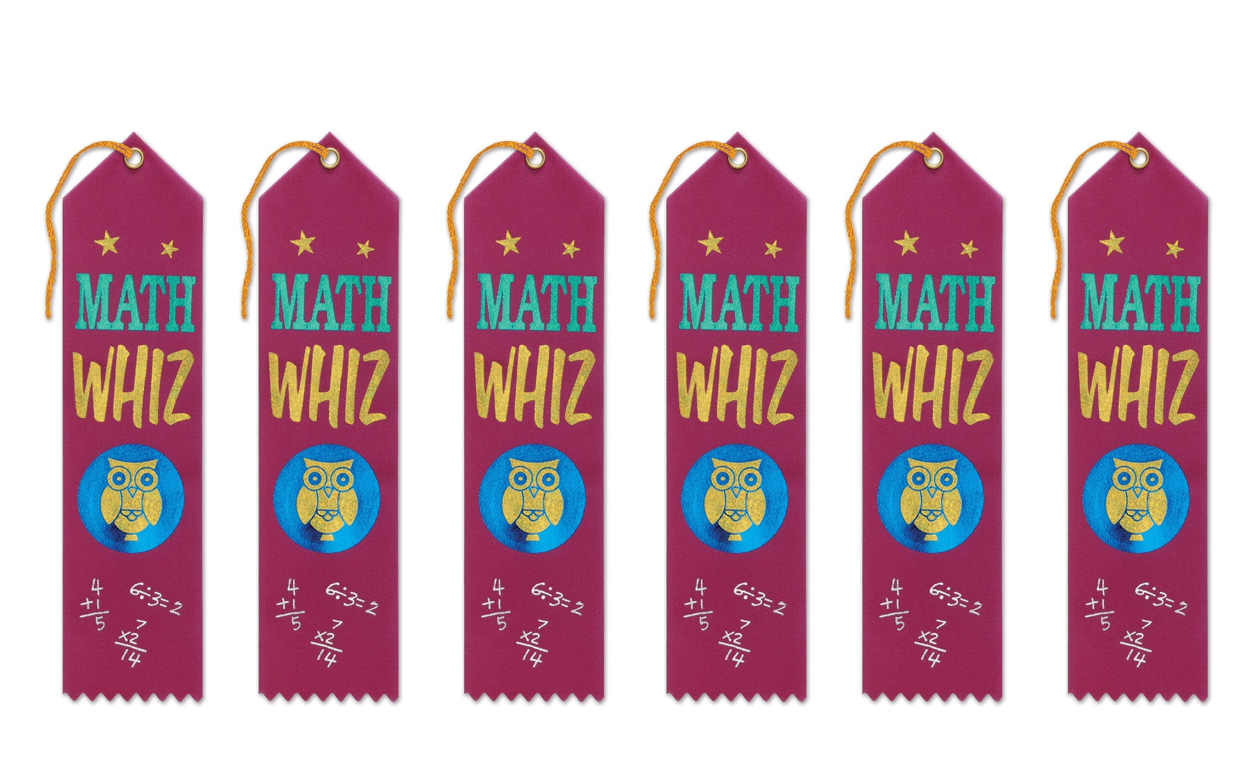 Beistle Math Whiz Award Ribbons, 2 by 8-Inch, 6-Pack