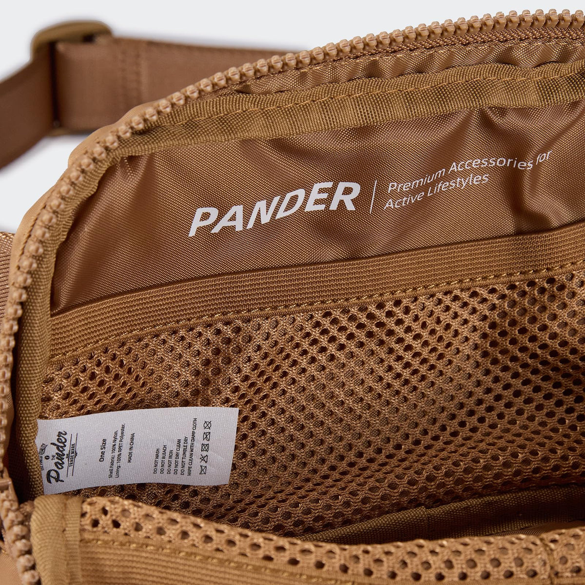 Pander Two Way Zipper Fanny Pack Nylon Everywhere Belt Bag for Women, Water Repellent Waist Packs, Crossbody Bags with Adjustable Strap (Caramel Brown).