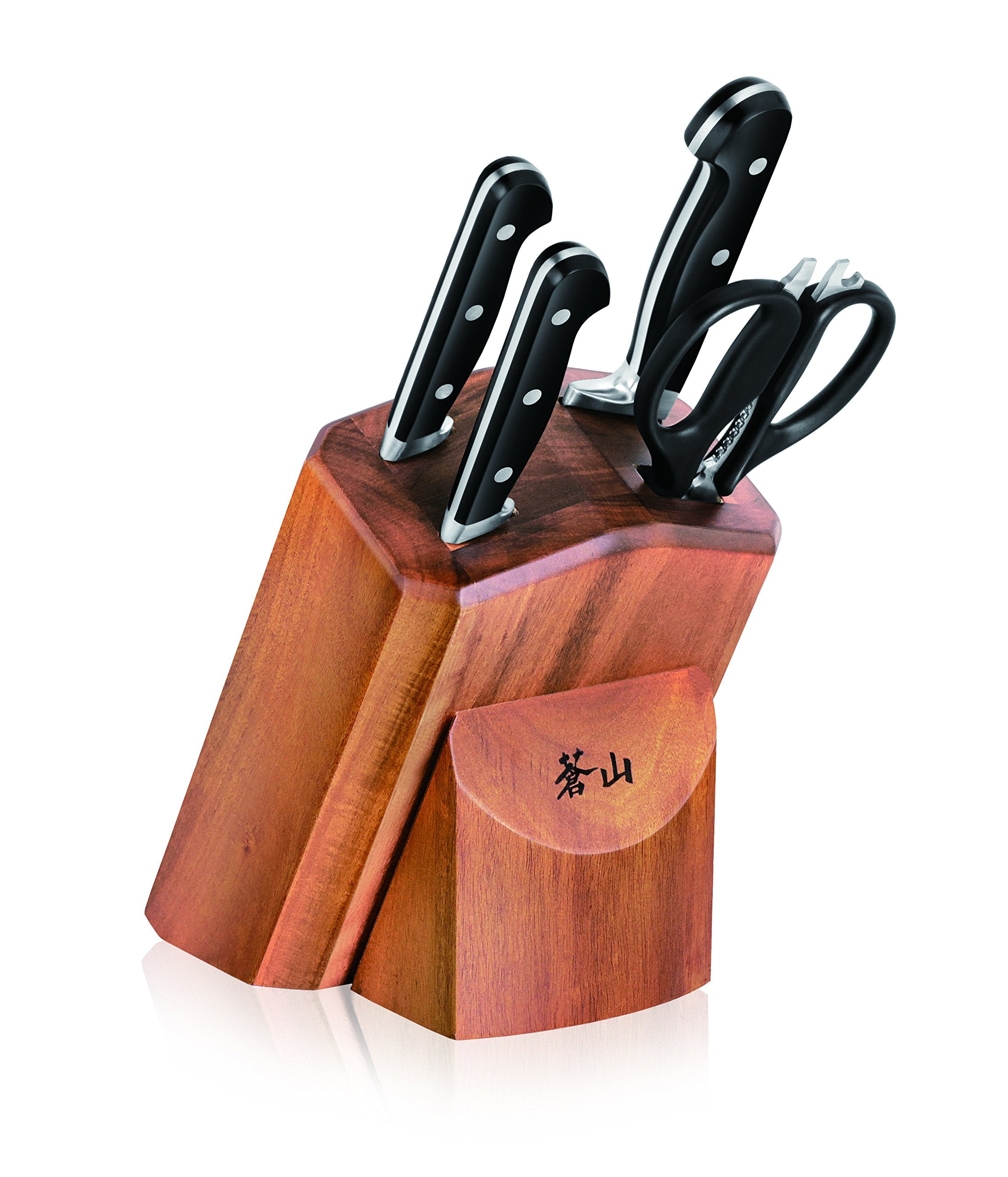 Cangshan V2 Series 1022520 German Steel Forged 5-Piece Starter Knife Block Set, Acacia