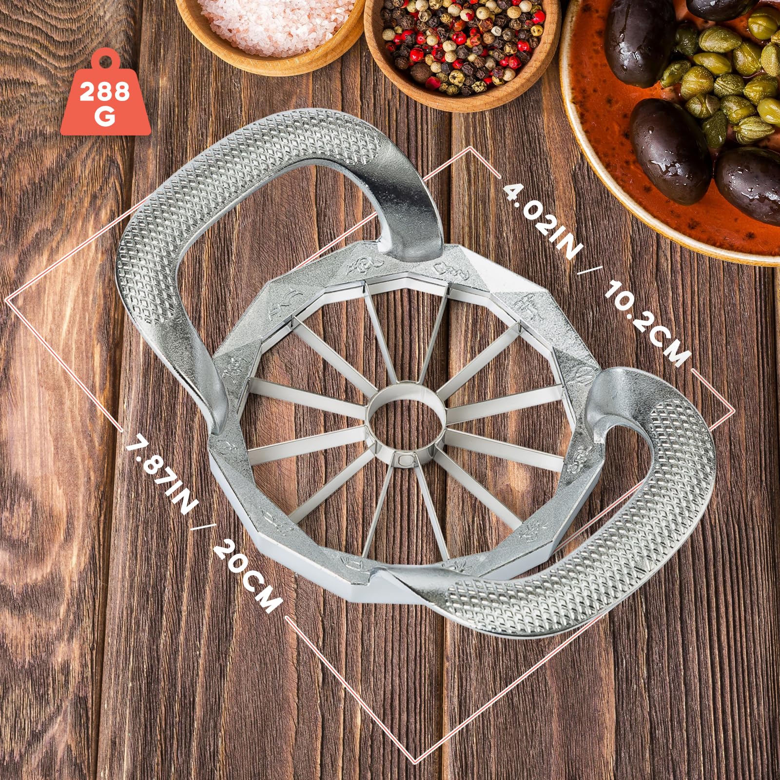 Stainless Steel Apple Slicer and Corer 12 Slices, RAINHOL Sharp Apple Cutter and Divider Heavy Duty for Apple Pear Potato(Silver)