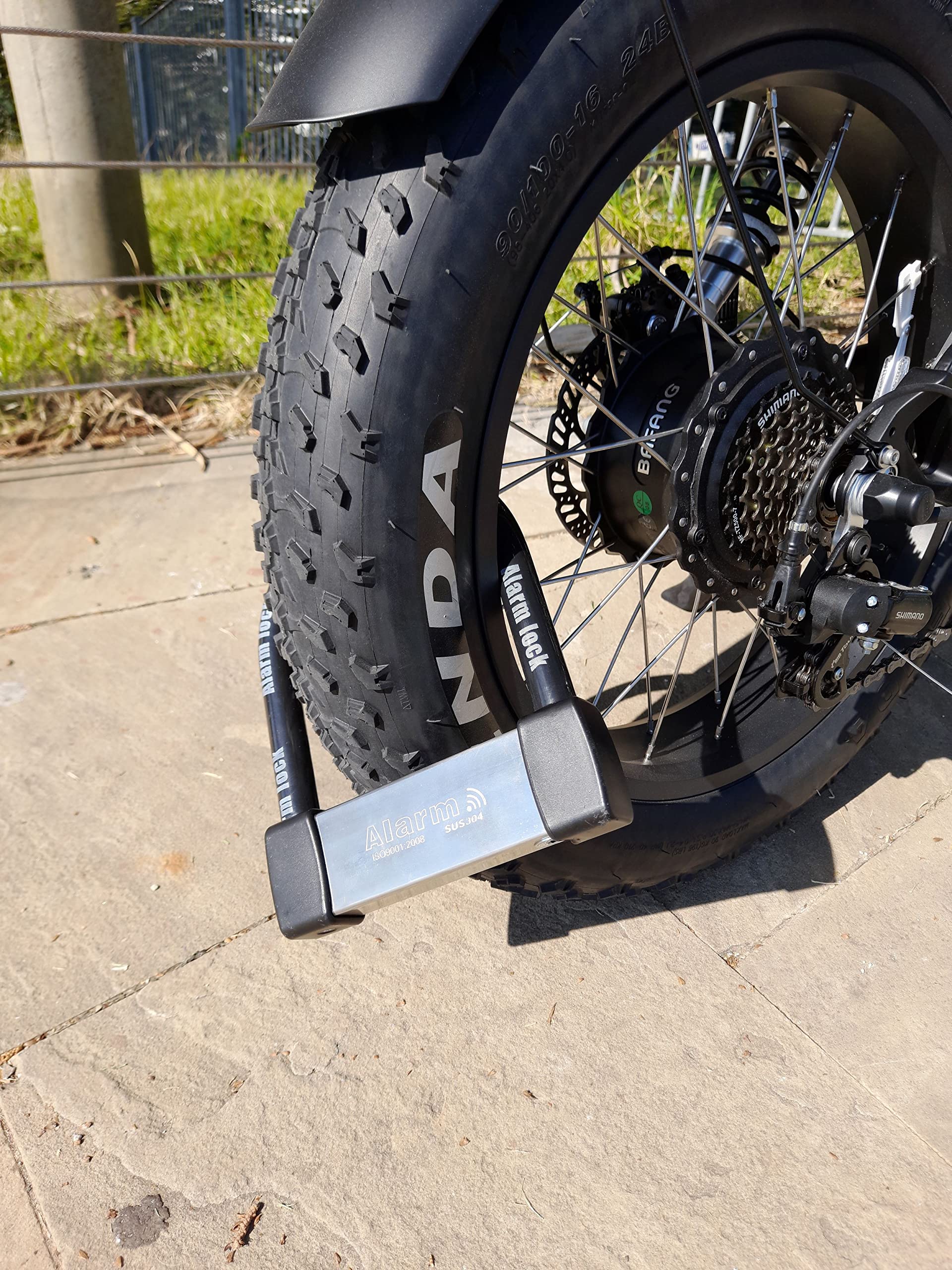 EnzZone Heavy Duty Anti Theft Alarm U Lock for E-Bikes, Scooters, Motorcycles - 16mm Stainless Steel, 3 Keys, Weatherproof