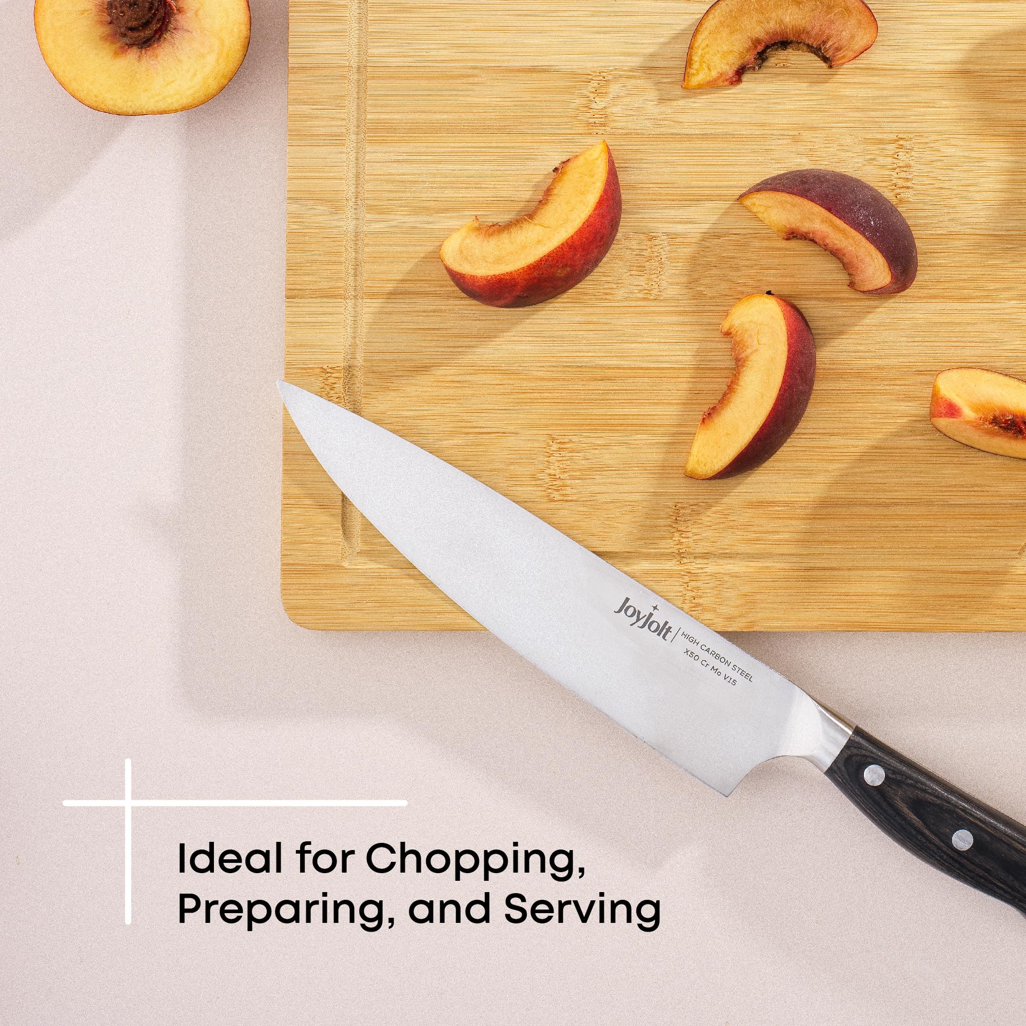 JoyJolt Bamboo Cutting Boards - Large & Small Wooden Boards; Serving Cheese, Bread or Chopping Boards. Non-Slip