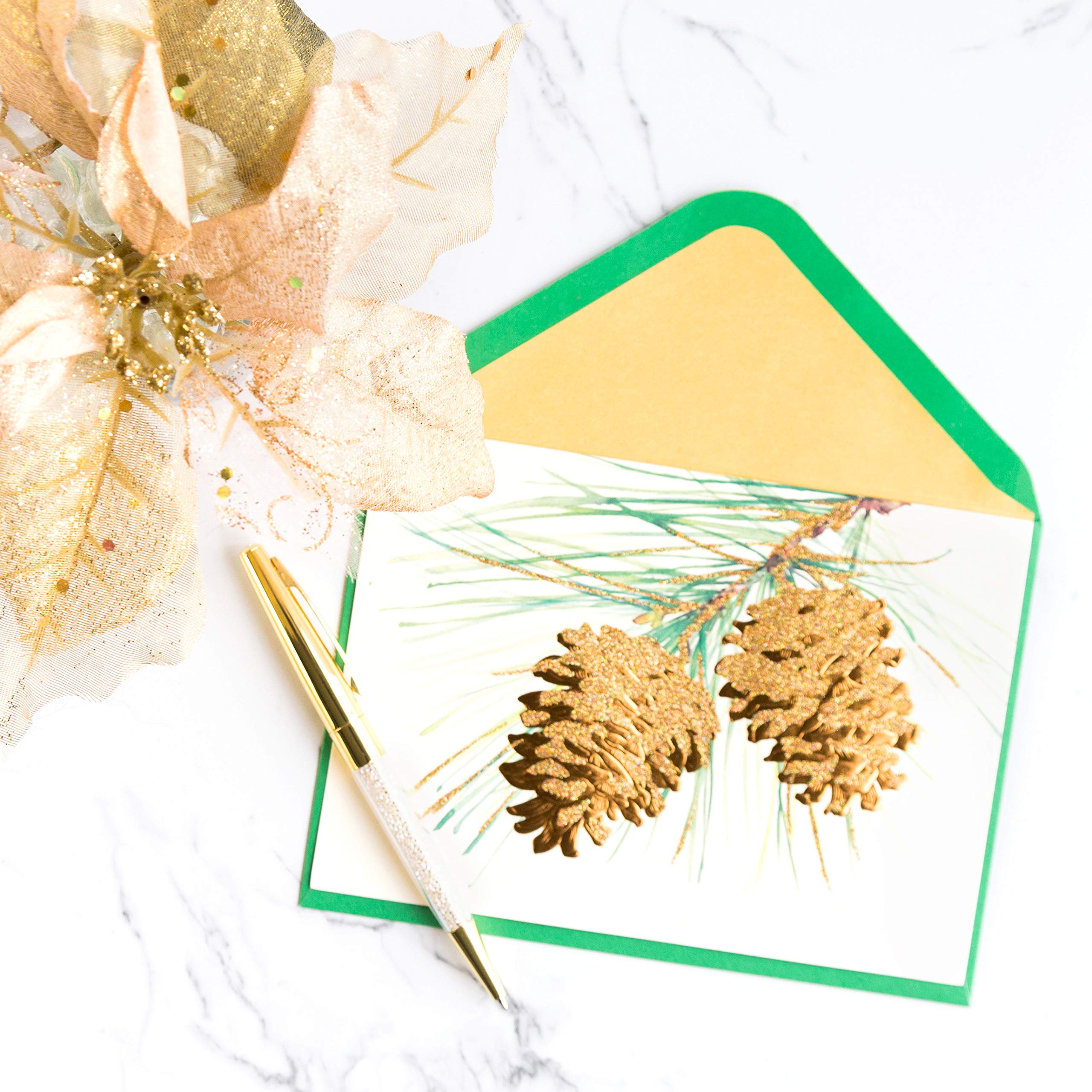 Papyrus Holiday Cards Boxed with Envelopes, Wonderful Year to Come, Pinecones (14-Count)