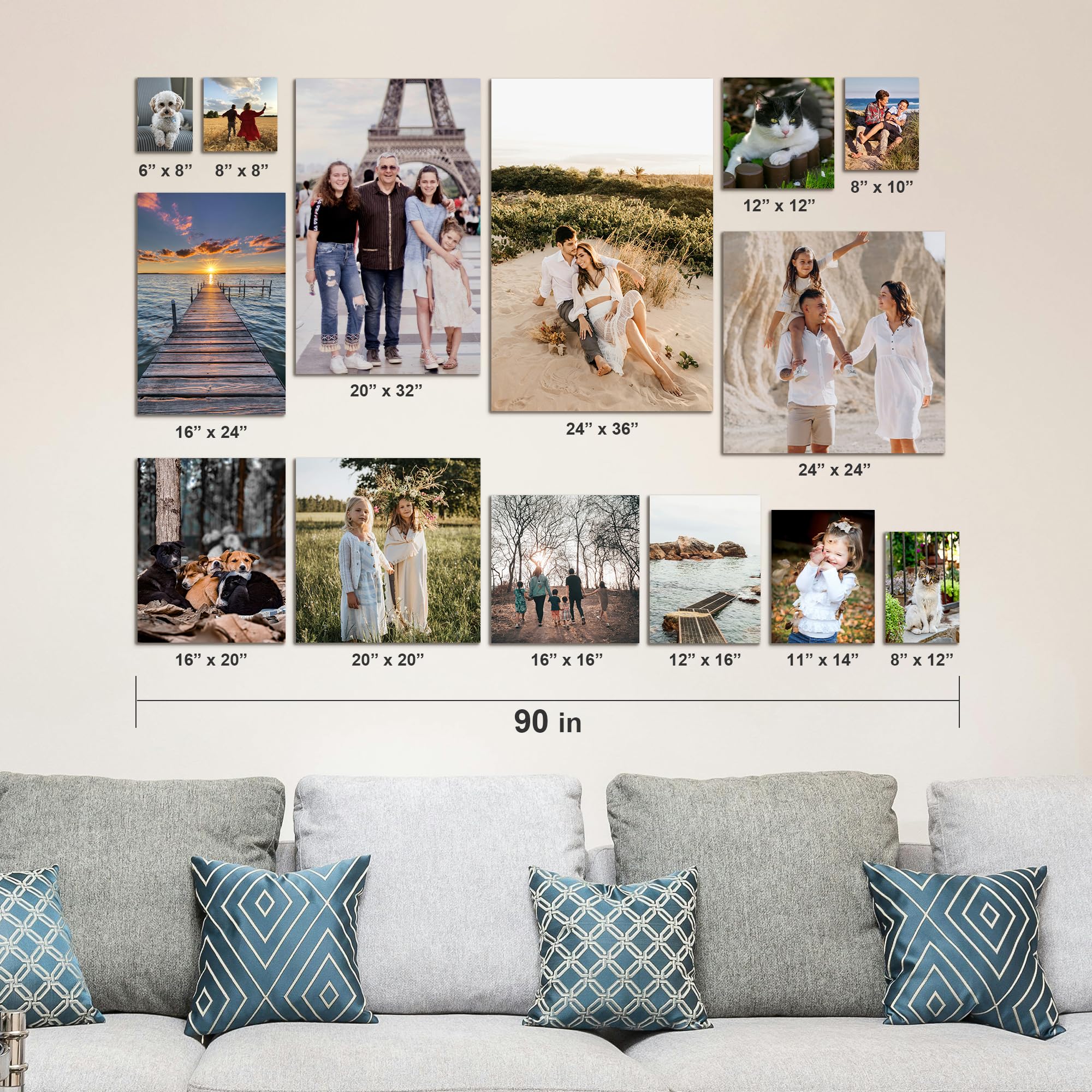 Custom Canvas Prints with Your Photos,Personalized Canvas Pictures Wall Art with Frame Customized Christmas Gifts for Friends,Family,Pets (16'' X 24'')