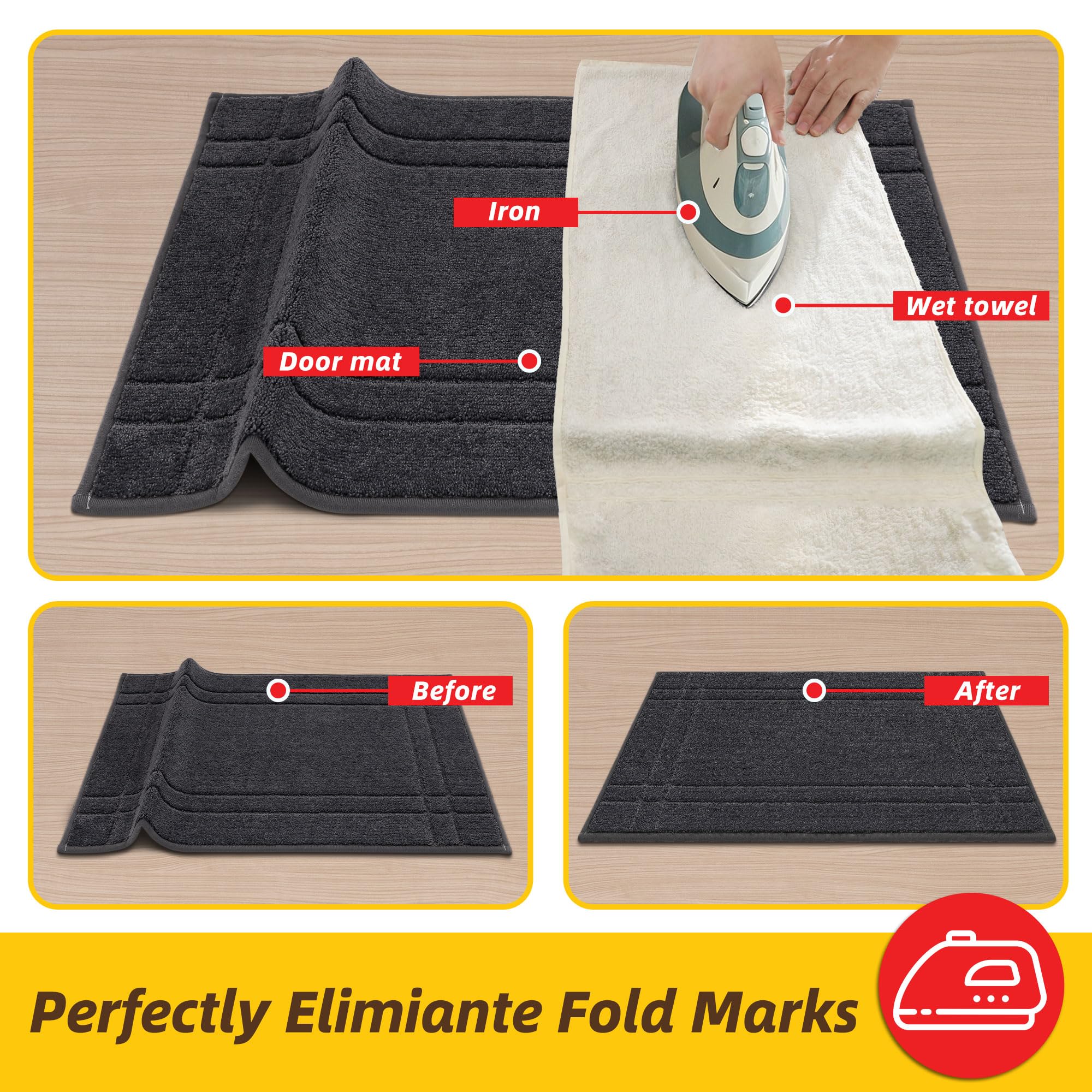 JSEI Entryway Rugs Doormat 24"x36", Non-Slip Dirt Trapper Door Mats Indoor, Washable Absorbent and Stain Resist Welcome Floor Mat for Front Door, Dog Door Mat, Muddy Wet Shoes & Paws, Dark Grey