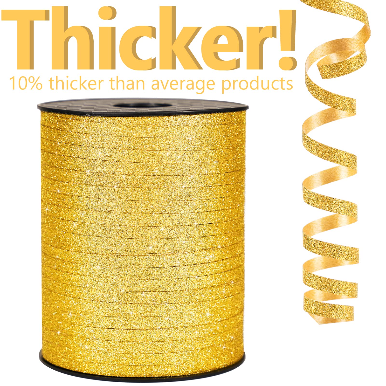 PartyWoo Gold Ribbon - 500 Yard Curling Ribbon for Crafts, Balloons, Gift Wrapping, Florist Flowers (1 Roll)