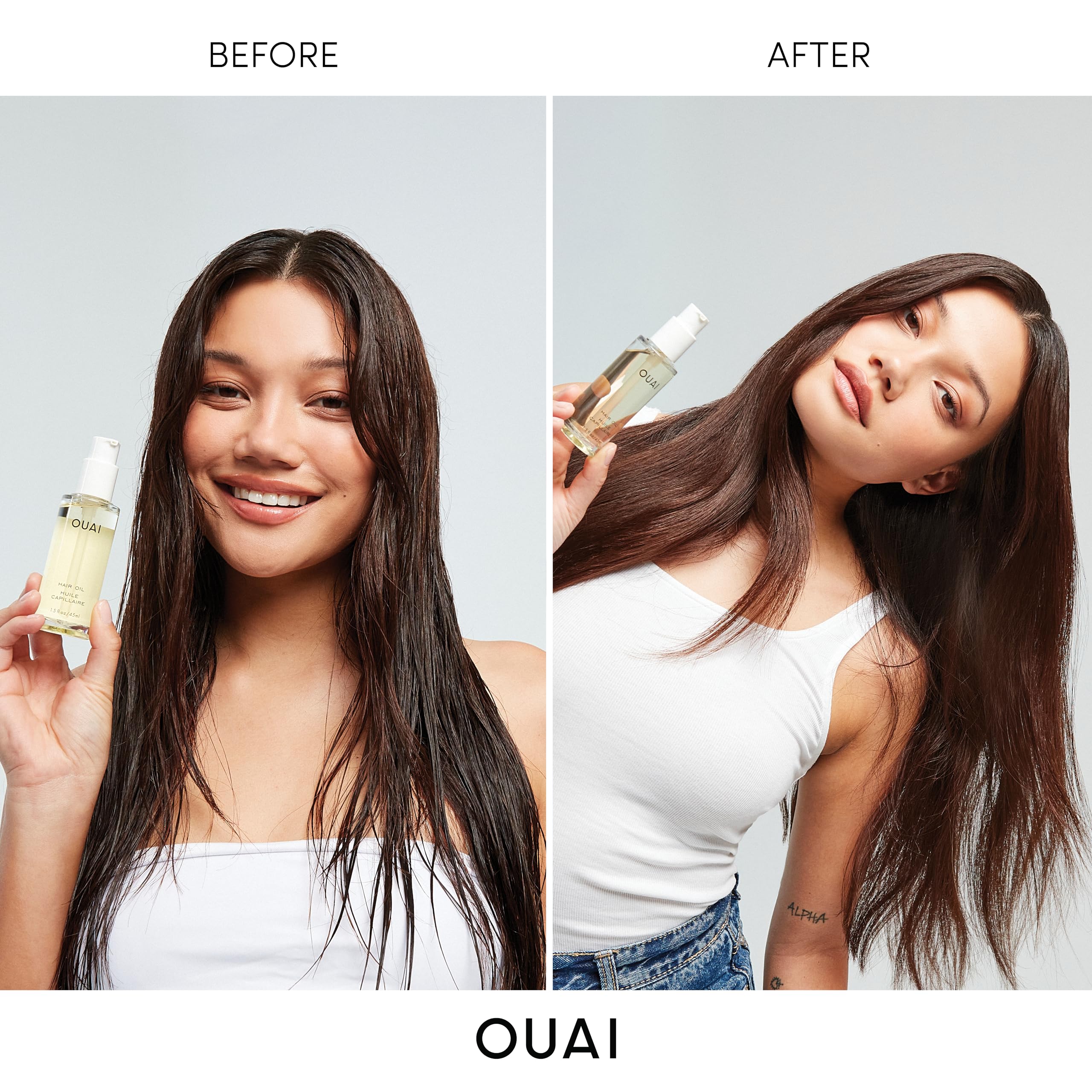 OUAI Hair Oil - Hair Heat Protectant Oil for Frizz Control - Adds Hair Shine and Smooths Split Ends - Color Safe Formula - Paraben, Phthalate and Sulfate Free (1.5 oz)