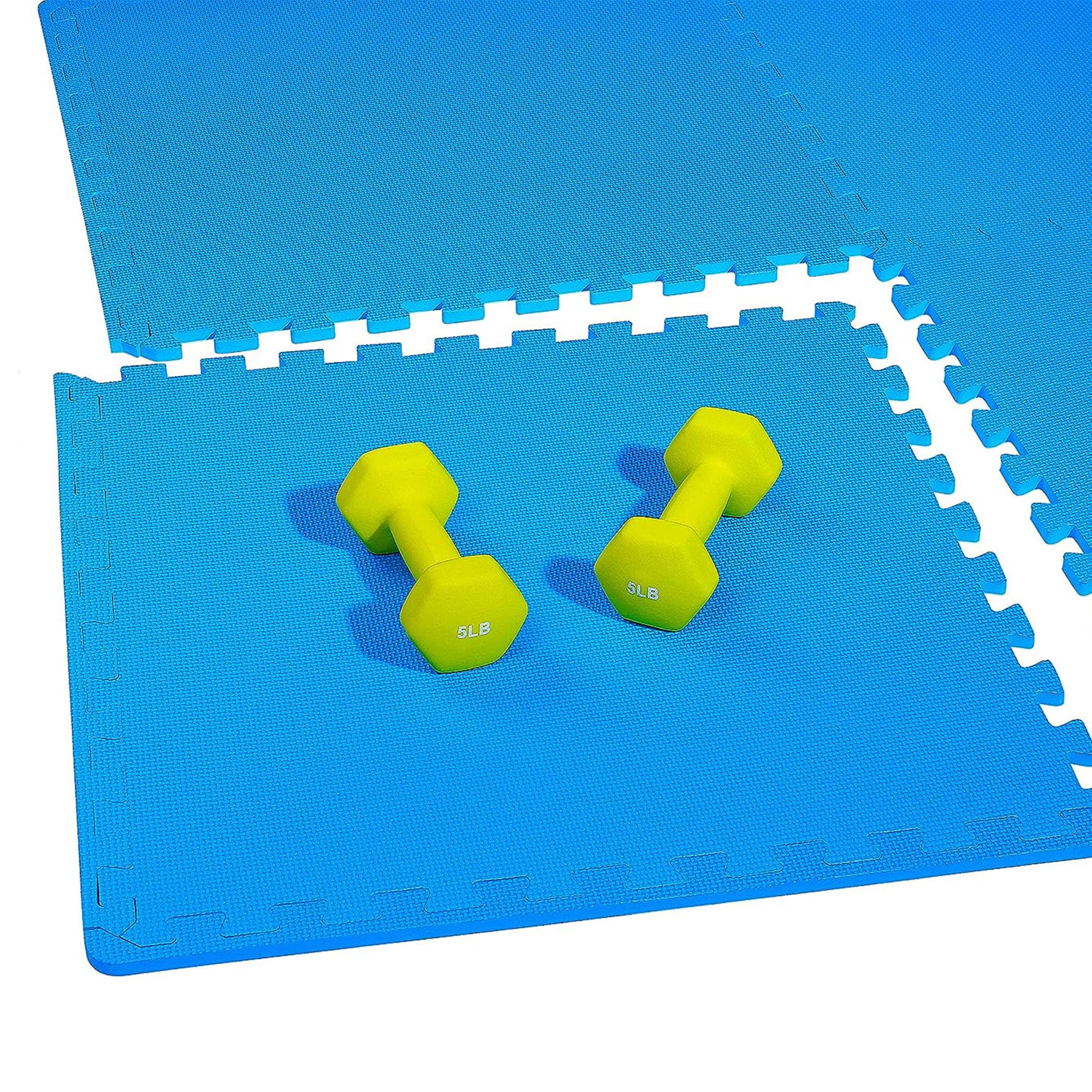 BalanceFrom Puzzle Exercise Mat with EVA Foam Interlocking Tiles for MMA, Exercise, Gymnastics and Home Gym Protective Flooring, One Inch Thick, 24 Square Feet, Blue