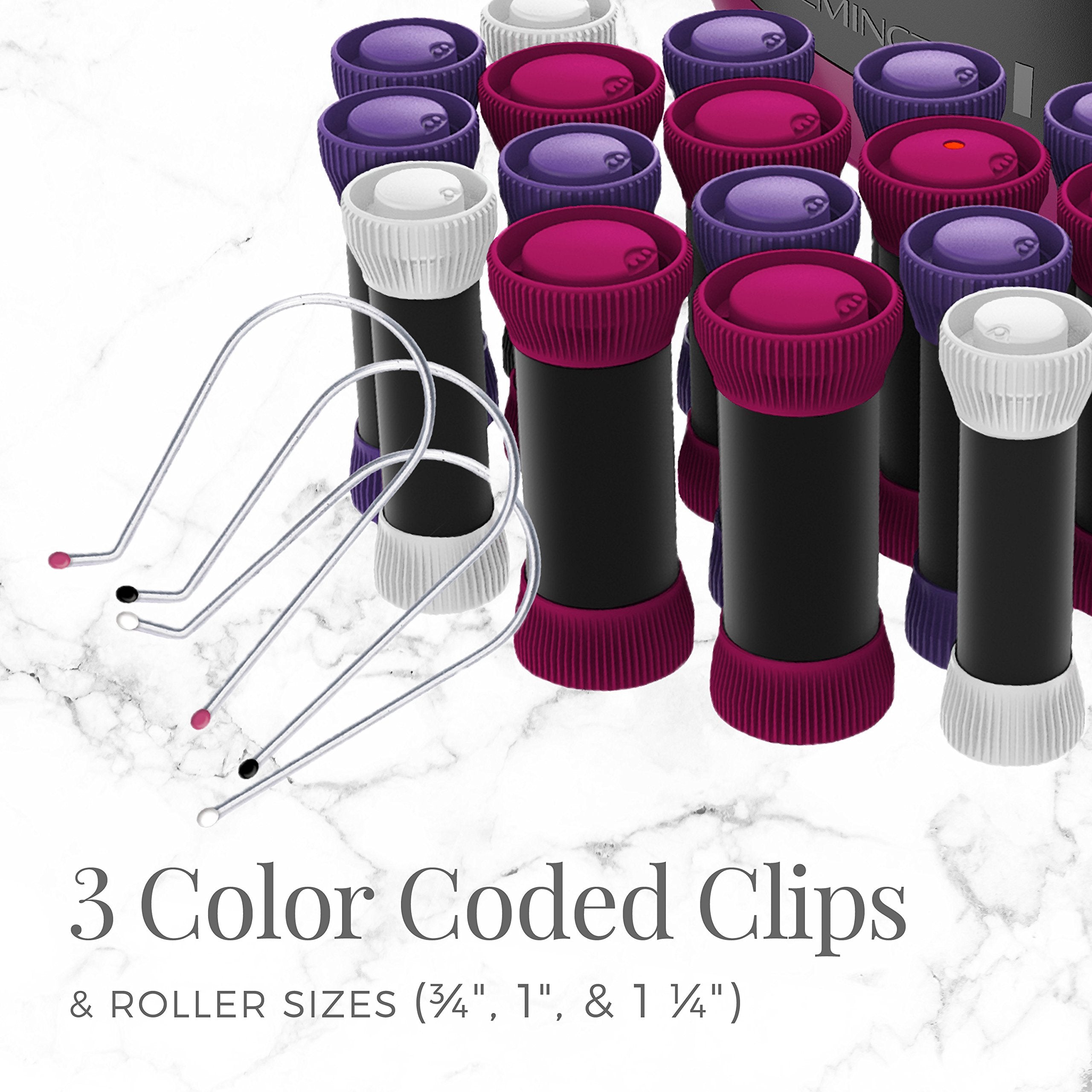 Remington Ionic Conditioning Hair Setter, 20 Velvet Hair Rollers, 6 Large (1¼”), 10 Medium (1"), 4 Small (¾”), Blowout Style Hair Curlers