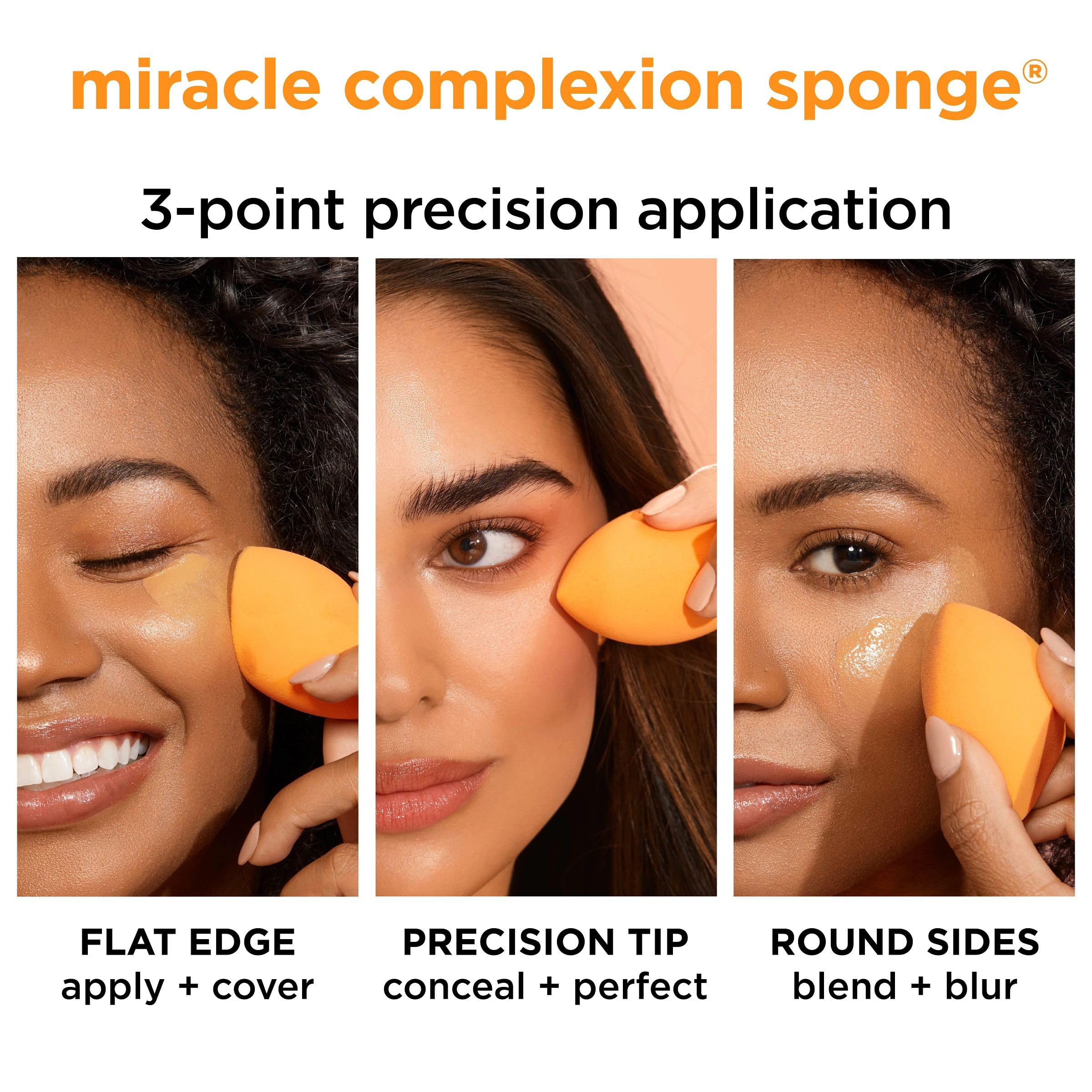 Real Techniques Miracle Complexion Sponge, Makeup Blender for Liquid and Cream Foundation, Full Coverage, Streak-Free Professional Makeup Tool, Cruelty Free, Vegan, Latex Free, 4 Count