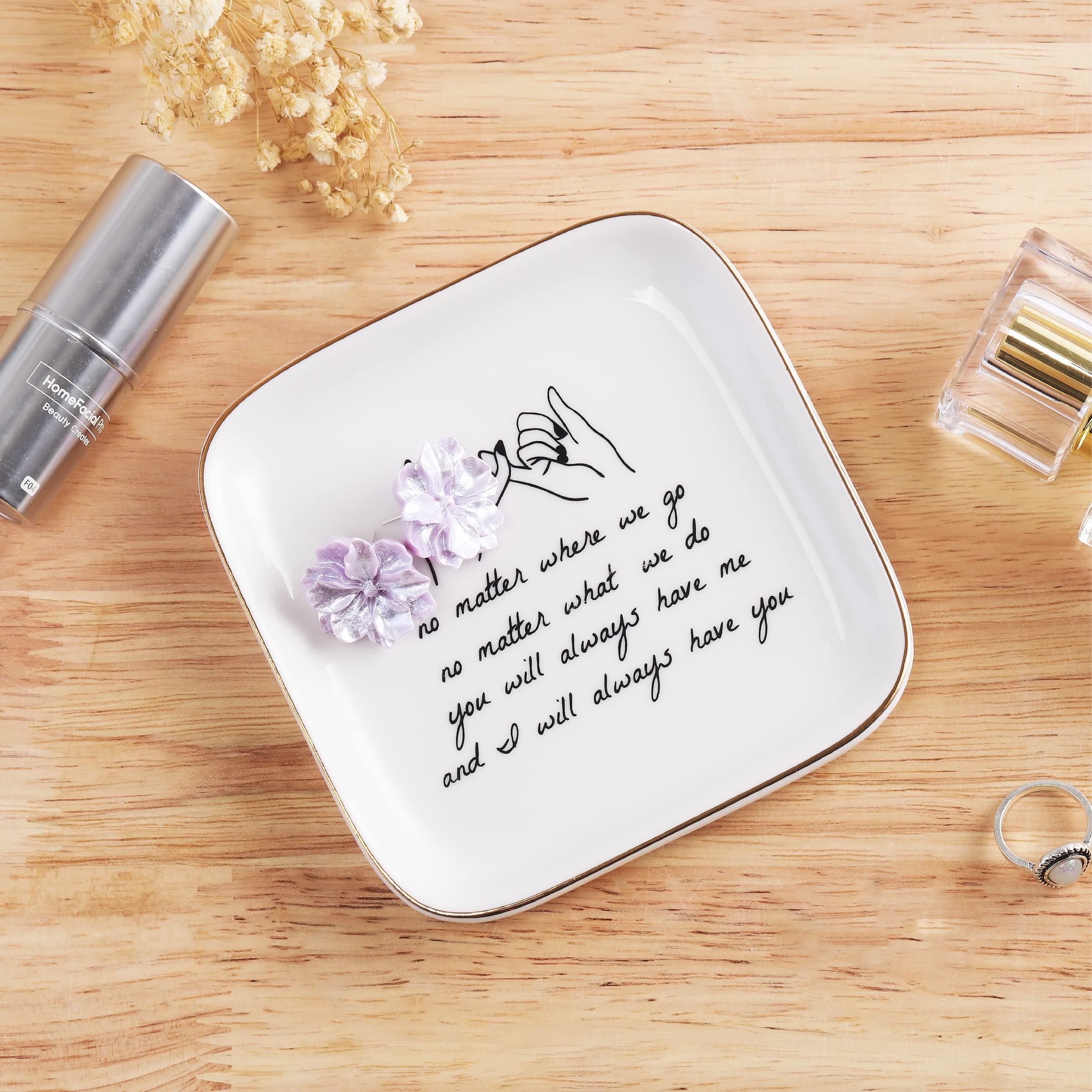 PUDDING CABIN Friend Gifts for Women —No Matter Where We Go, No Matter What We Do, You Will Always Have Me, and I Will Always Have You! —Gifts for Friends Going Away Friendship Ceramic Ring Dish