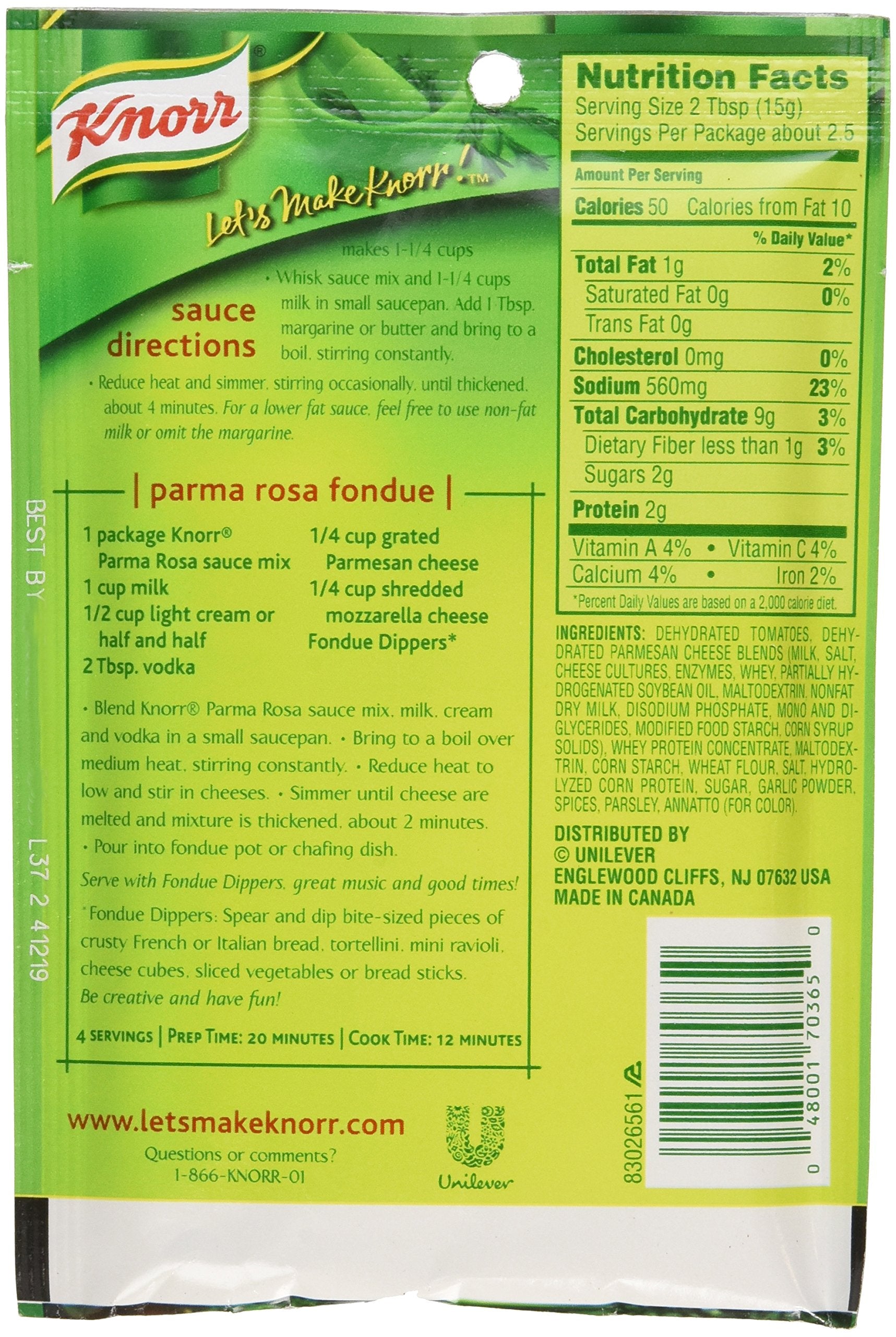 Knorr Pasta Sauces, PARMA ROSA Sauce Mix, 1.3 oz (Pack of 6)