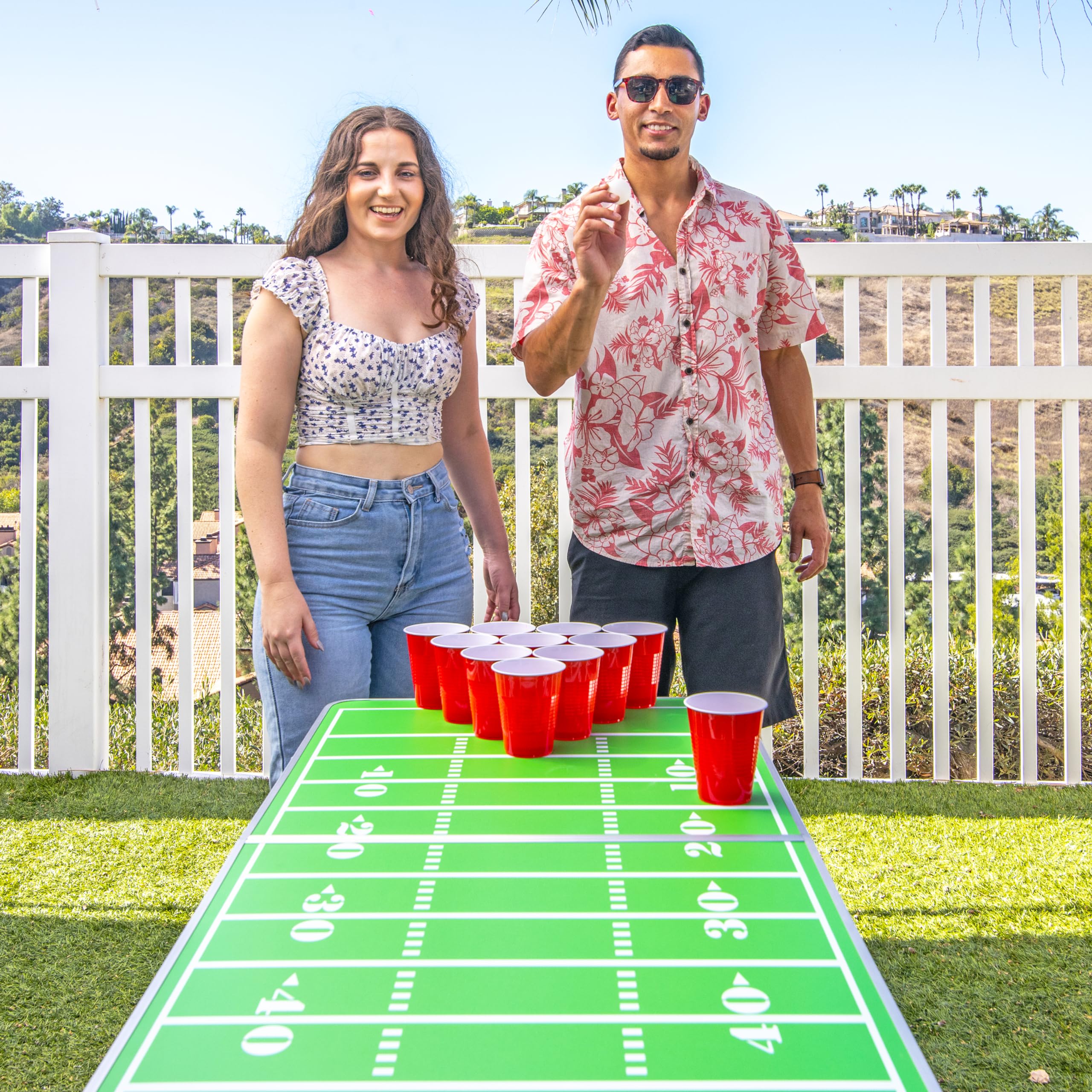 GoPong 8 Foot Portable Beer Pong / Tailgate Tables (Black, Football, American Flag, or Custom Dry Erase)