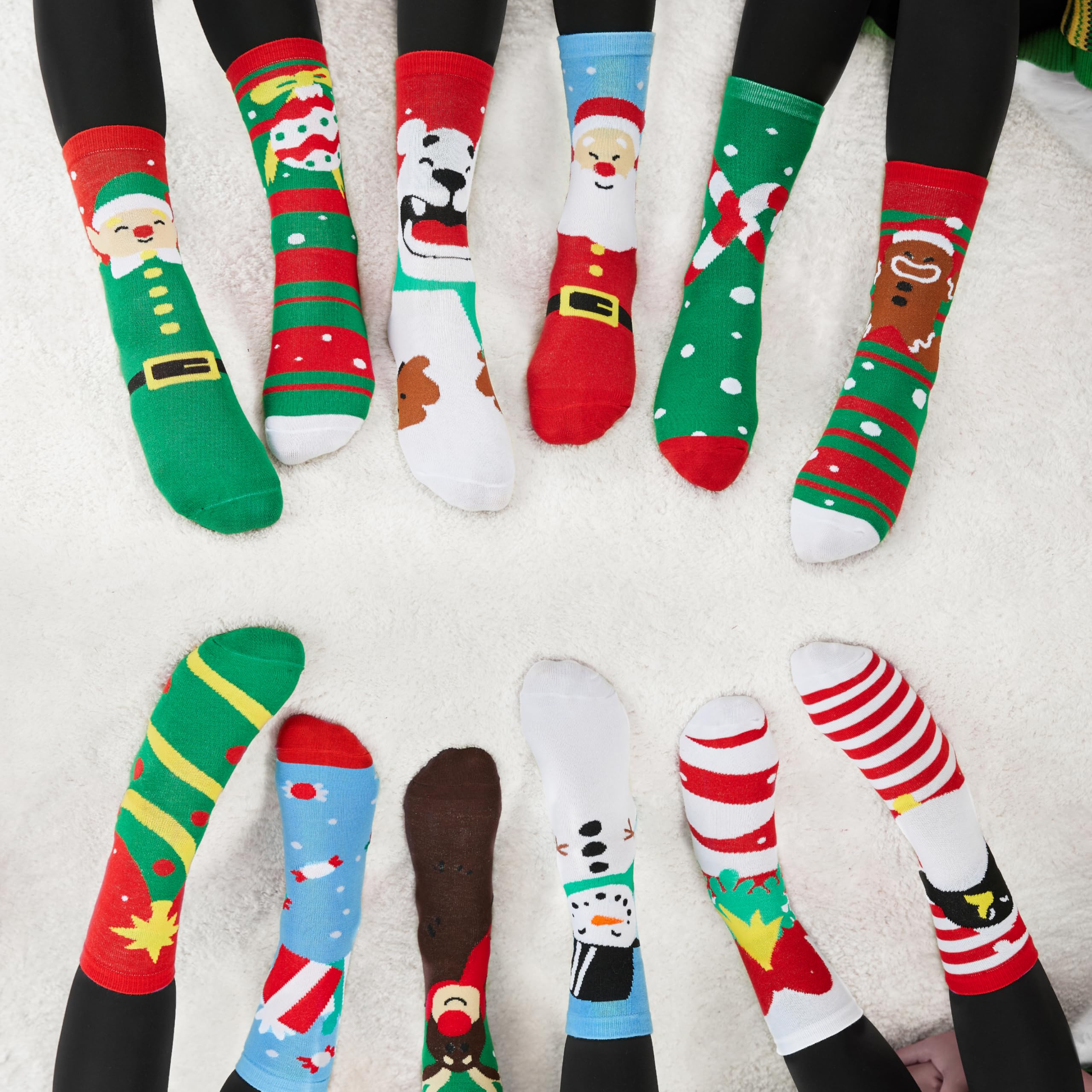 JOYIN 12 Pairs Christmas Socks Warm Soft Cotton Christmas Socks for Women Men for Christmas, Holiday or Birthday Gift