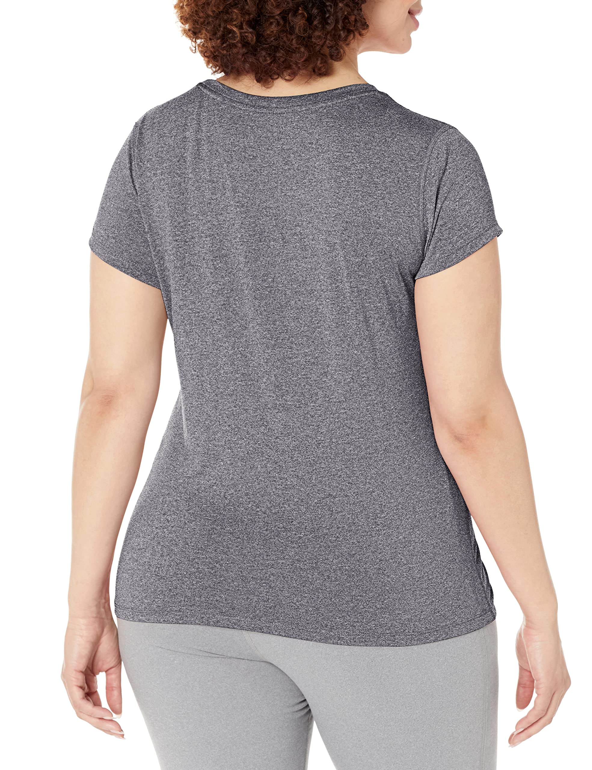 Hanes womens Sport Heathered Performance V-neck Tee Shirt, Granite Heather, Large US