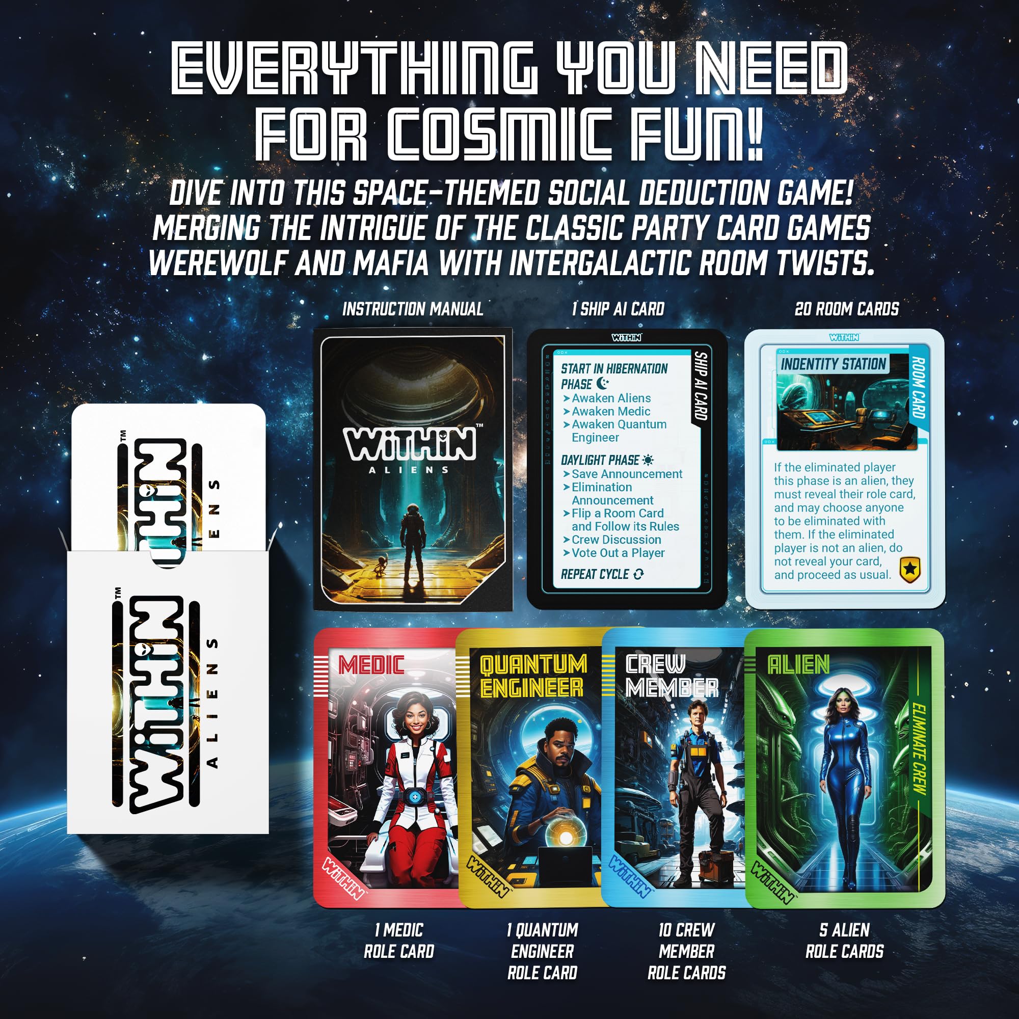 Within - Fun Space Card Game for Families & Adults | Best Board Game of 2024 for Parties & Game Nights | Sci-Fi Strategy with Hidden Aleins & Crew Battles | Fun Games for Adults & Family