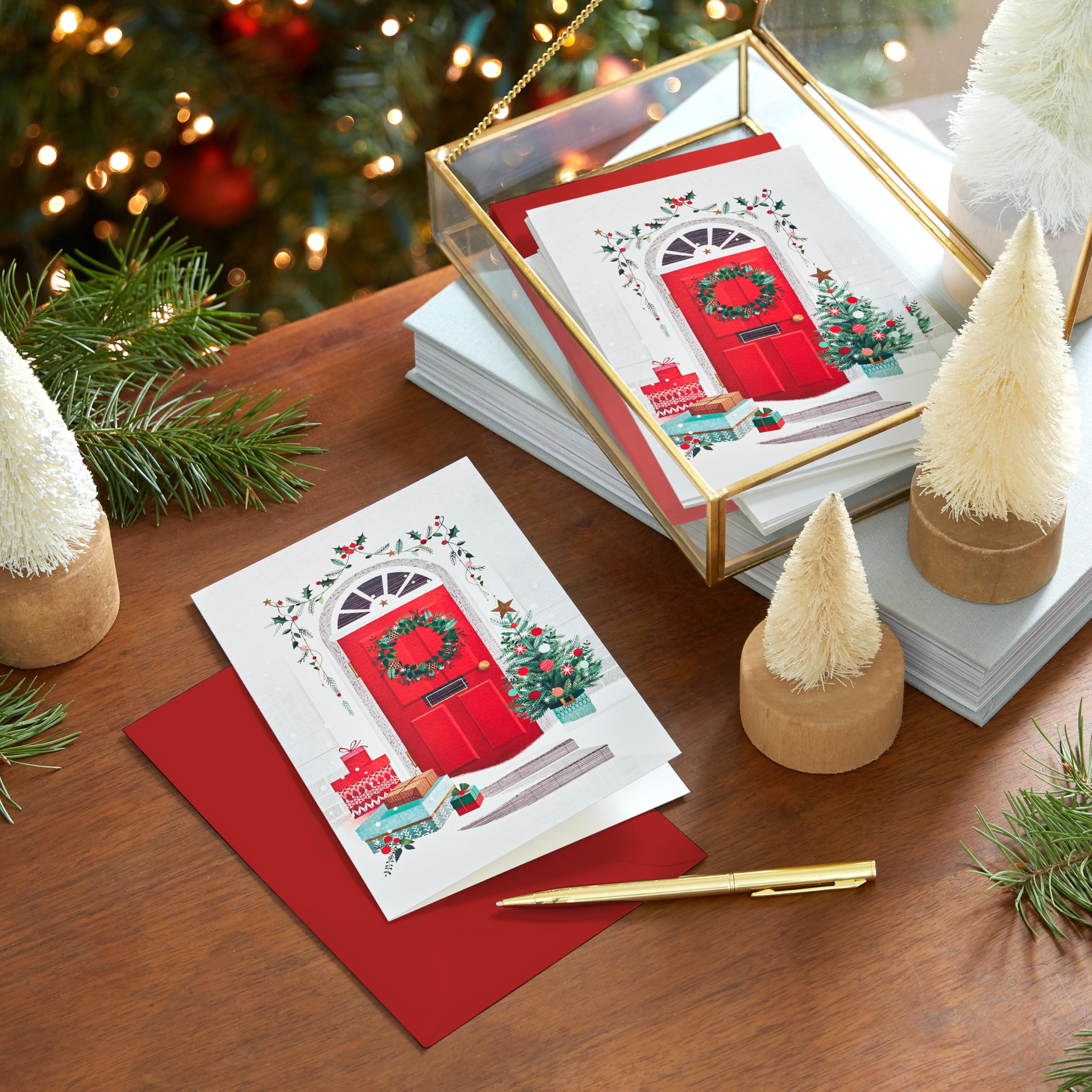 Hallmark Boxed Christmas Cards, Delivering Joy (40 Cards and 40 Envelopes) Red Front Door